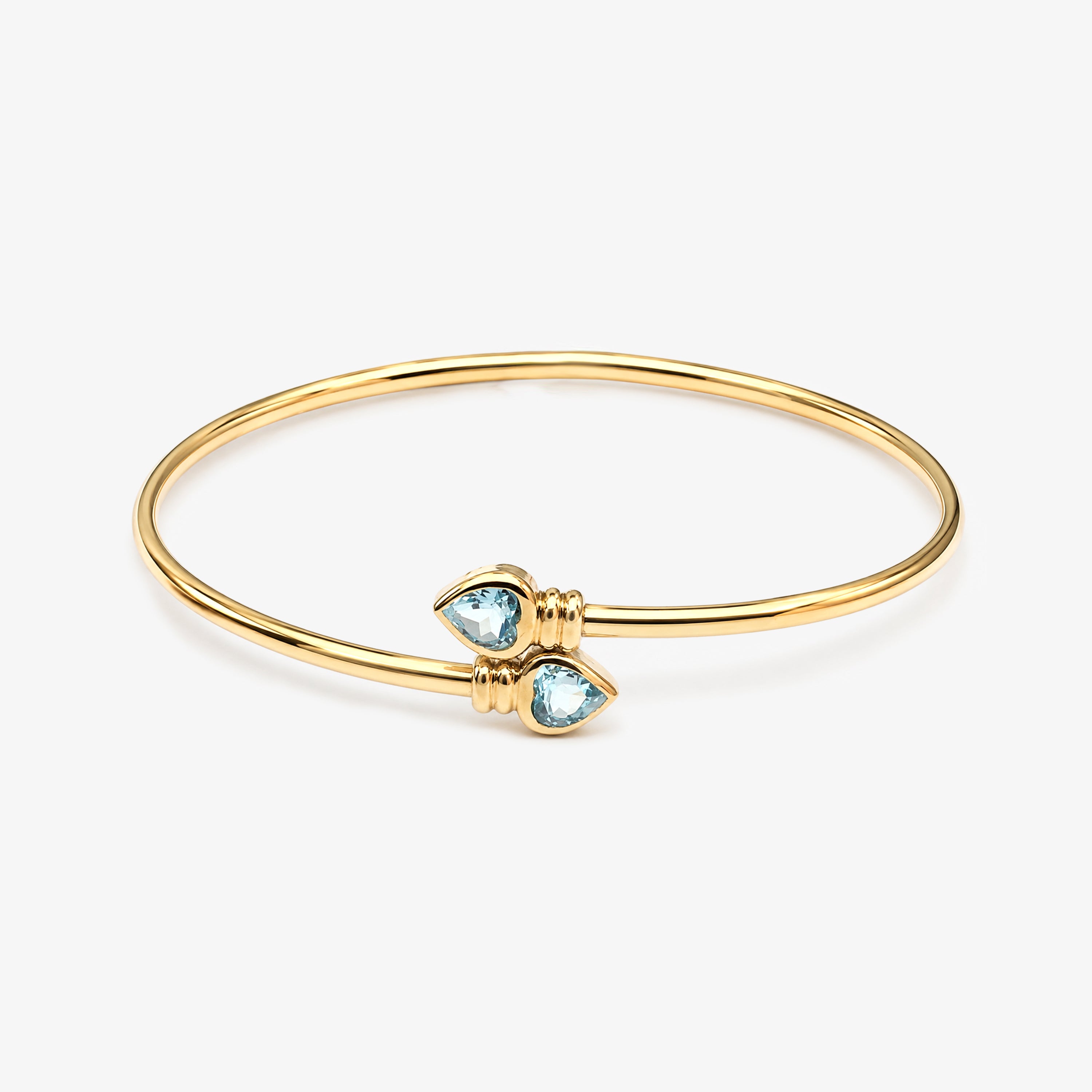 9ct Yellow Gold Blue Topaz Bangle