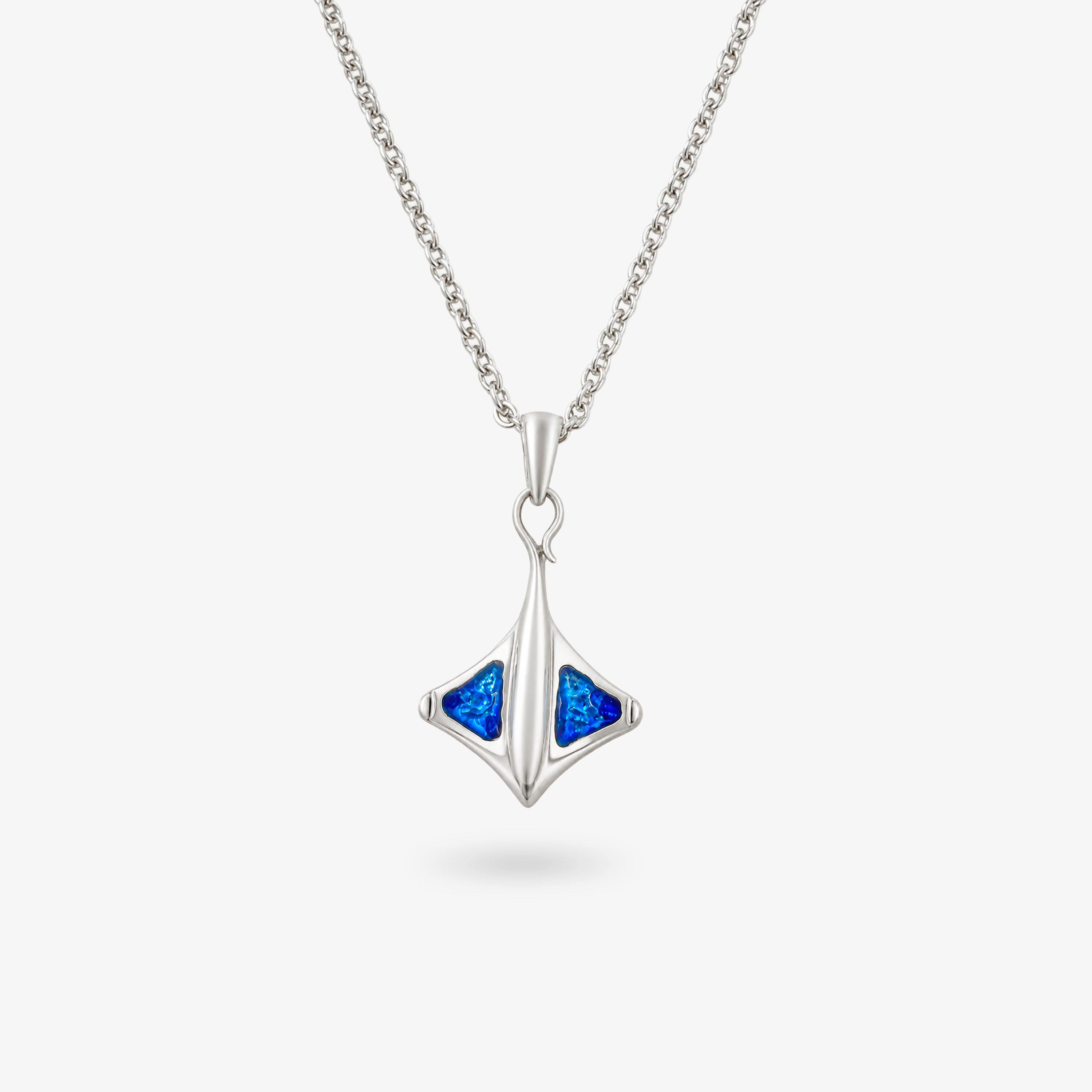 Silver Ray Pendant with Blue Inlay
