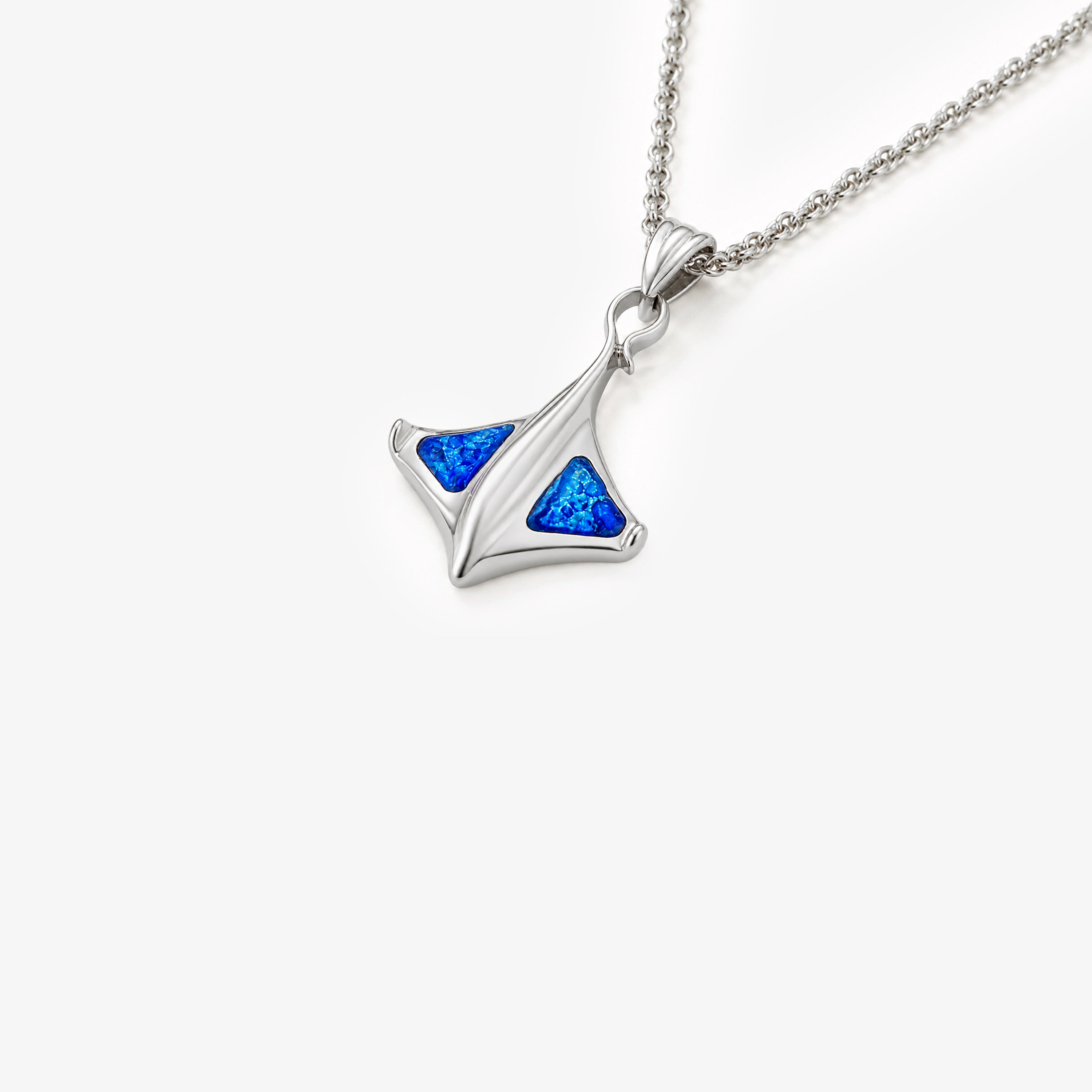 Silver Ray Pendant with Blue Inlay
