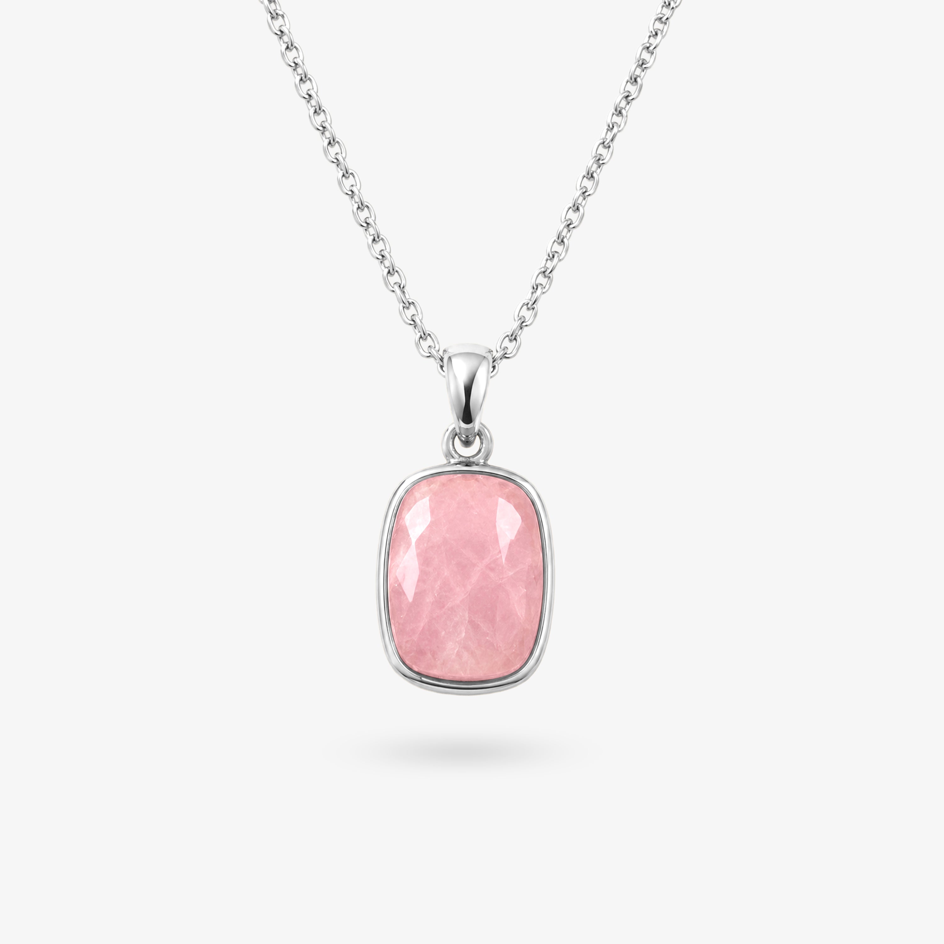 Morganite Silver Cushion Cut Pendant Necklace