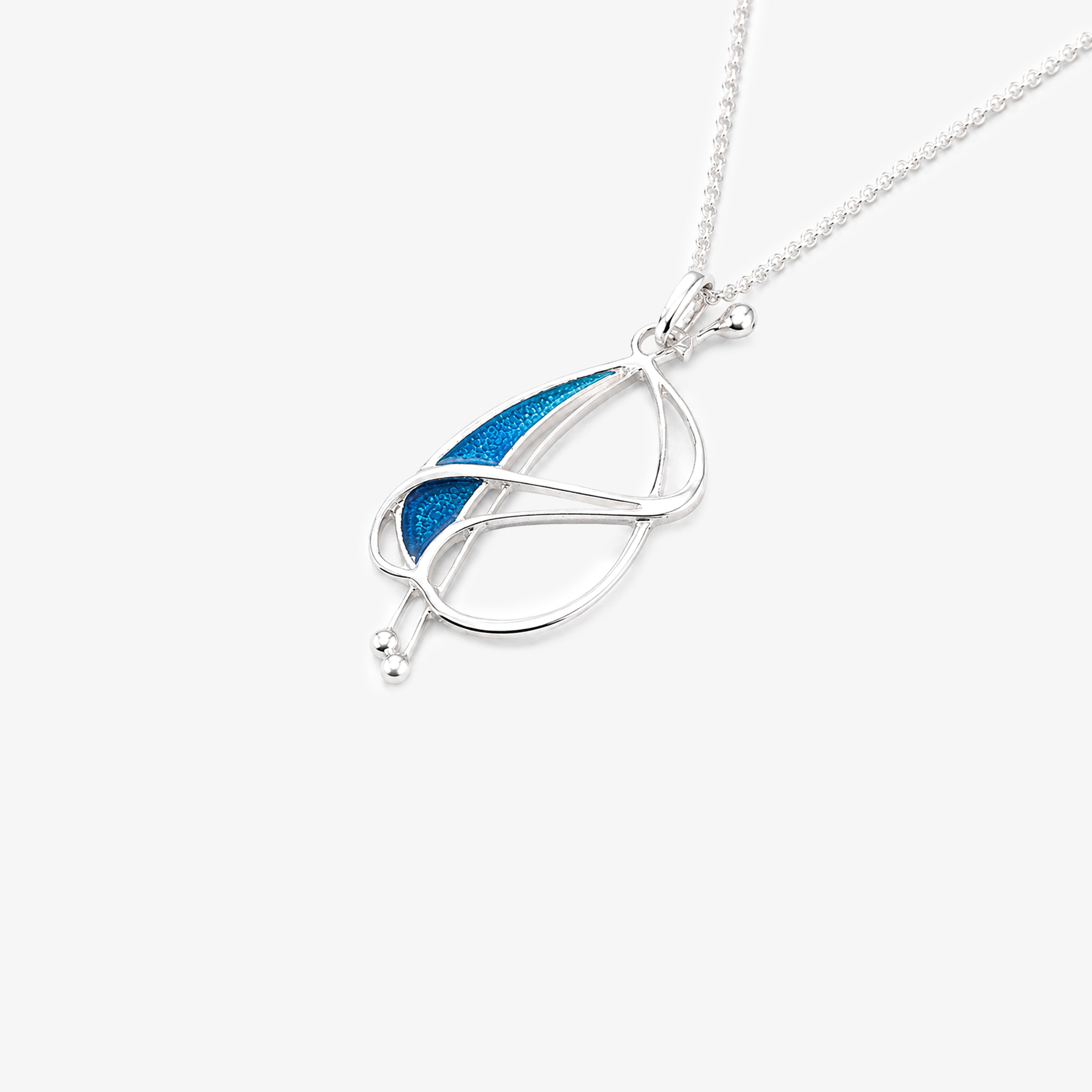 Silver Abstract Pendant - Midnight Sapphire