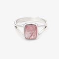 Silver Morganite Cushion Cut Cabochon Ring