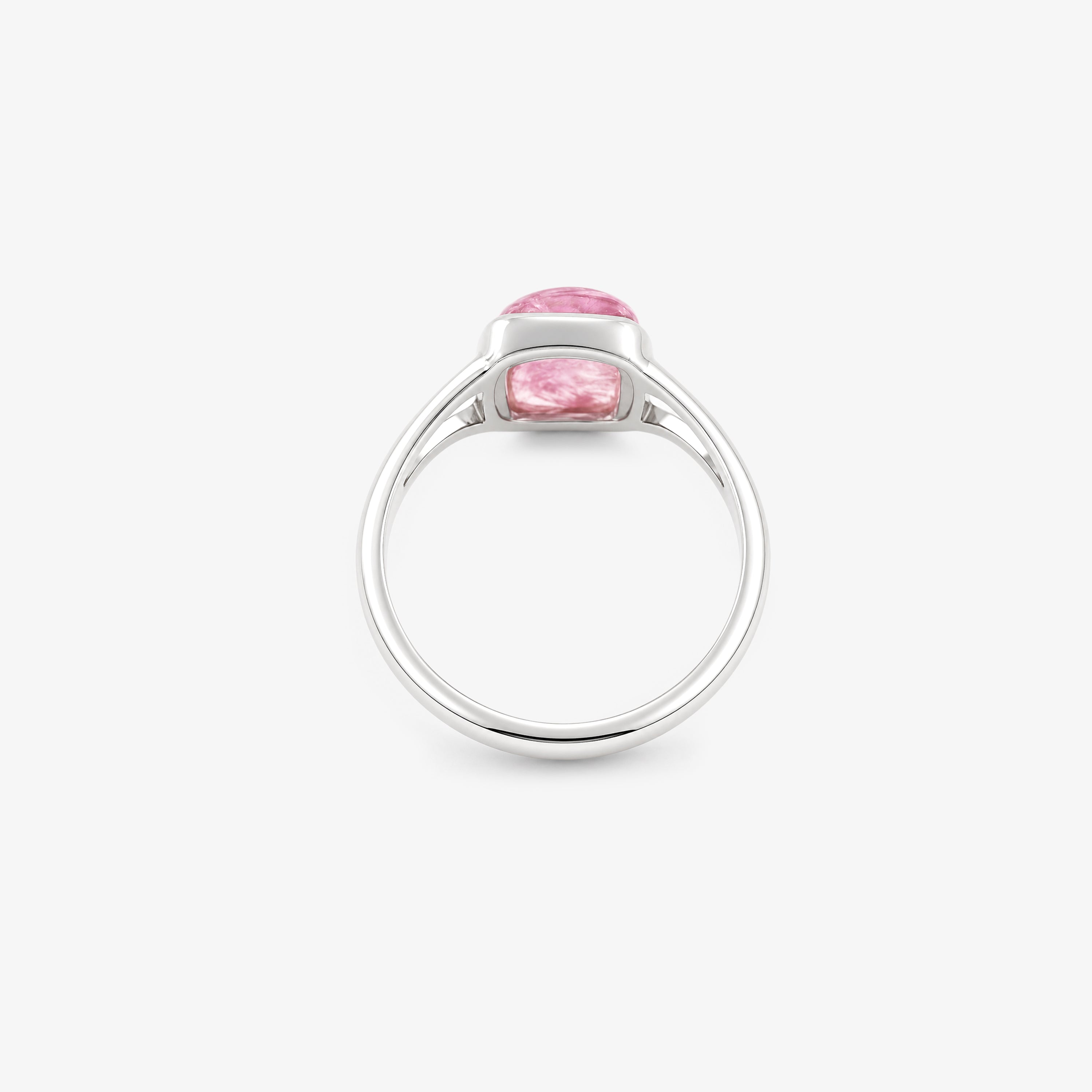 Silver Morganite Cushion Cut Cabochon Ring