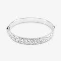 Vintage Silver Hinged Bangle with Swirl Pattern