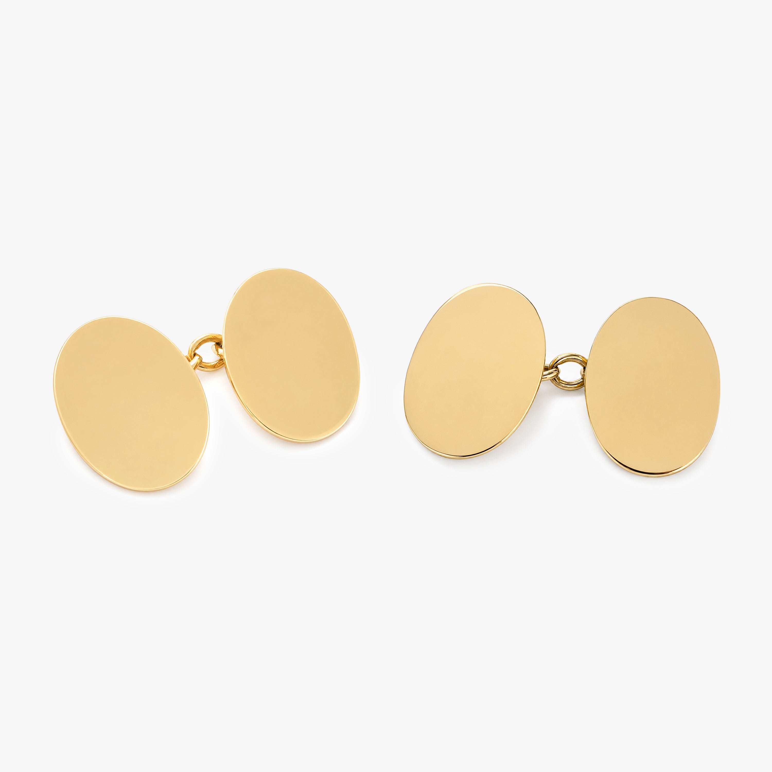 9ct Yellow Gold Oval Double Link Chain Cufflinks