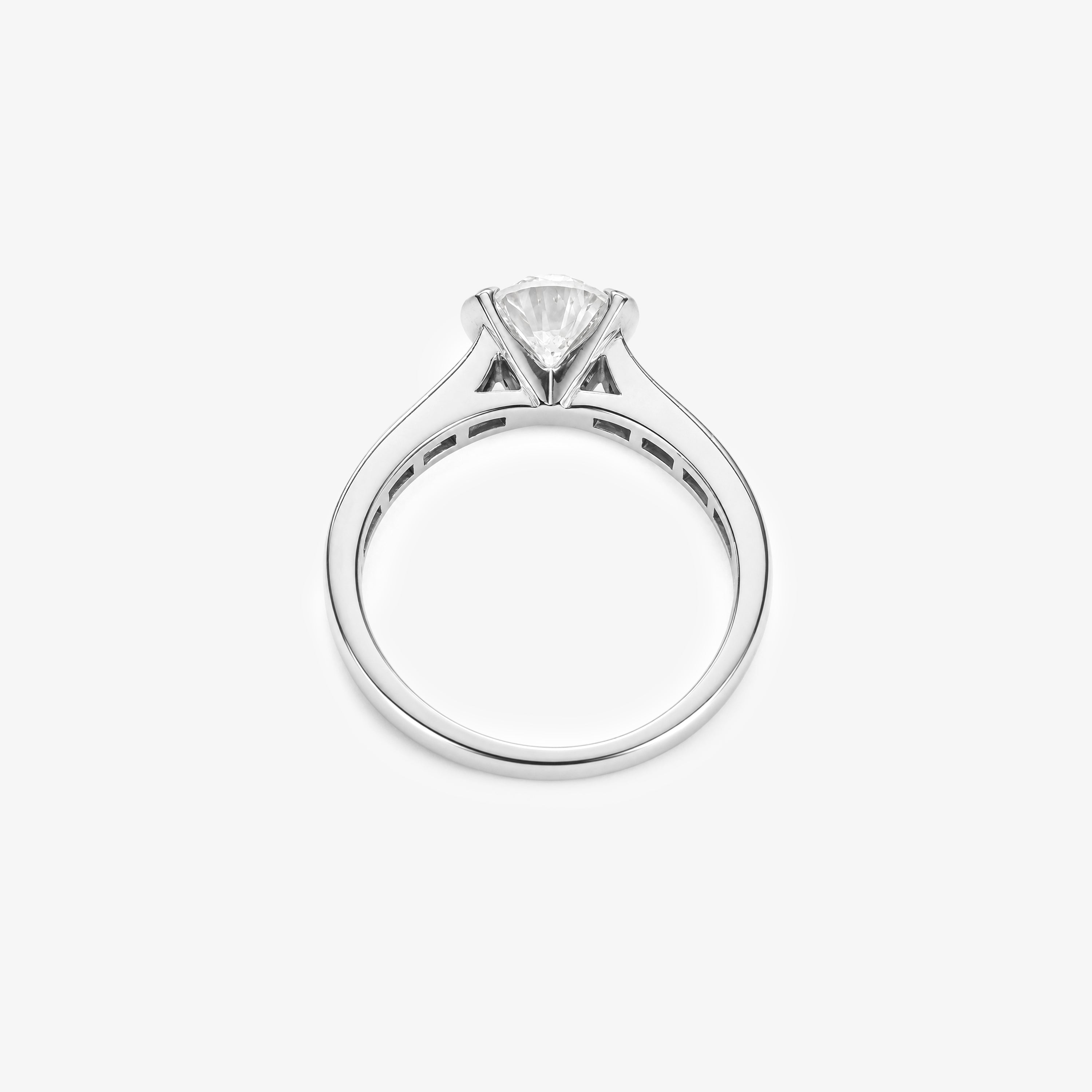 Platinum 1.05ct Solitaire Diamond Ring with Diamond Shoulders