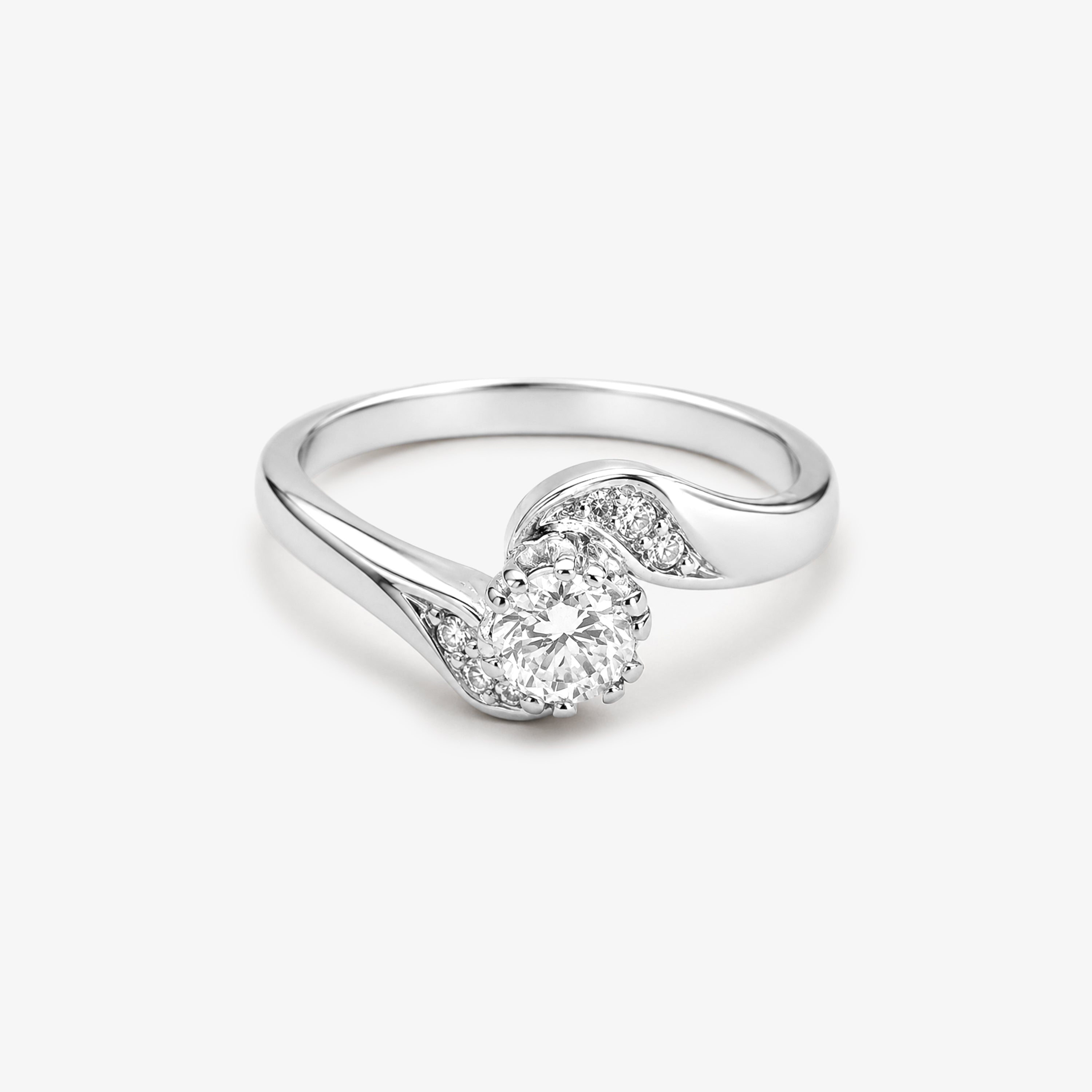 18ct White Gold Diamond Twist Solitaire Ring