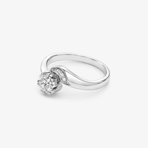 18ct White Gold Diamond Twist Solitaire Ring