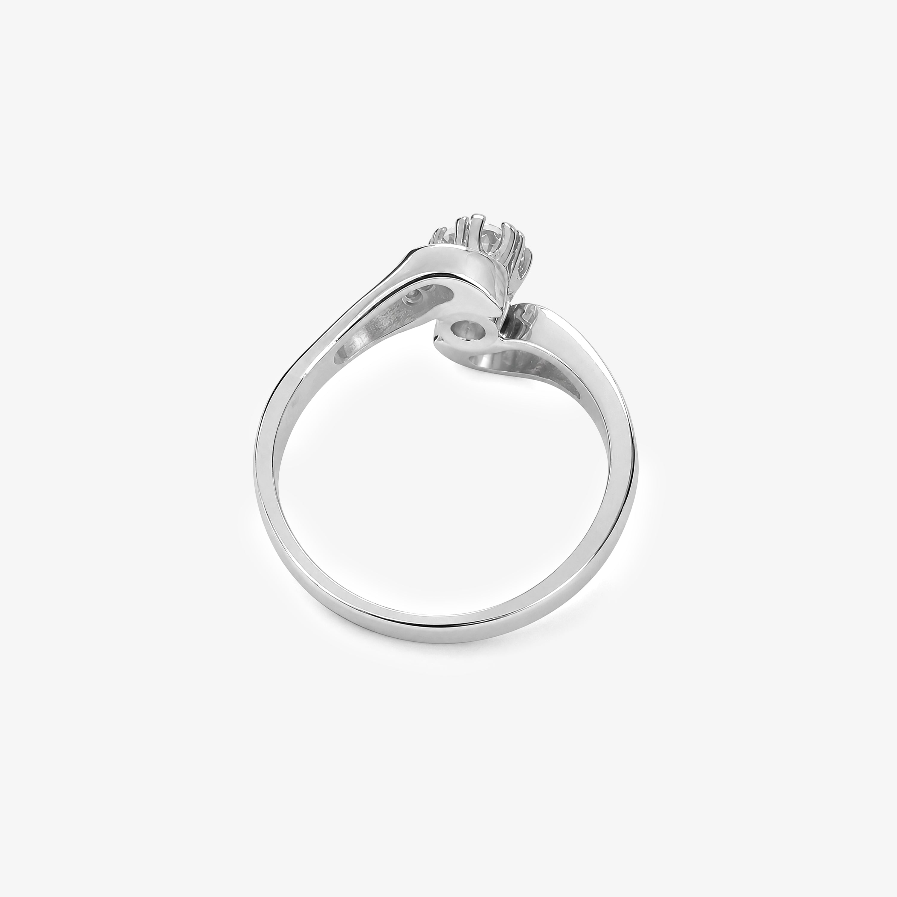 18ct White Gold Diamond Twist Solitaire Ring