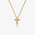 18ct Gold Mini Diamond Cross Pendant Necklace