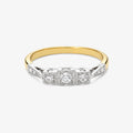 18ct Yellow Gold & Platinum Diamond Square Panel Ring