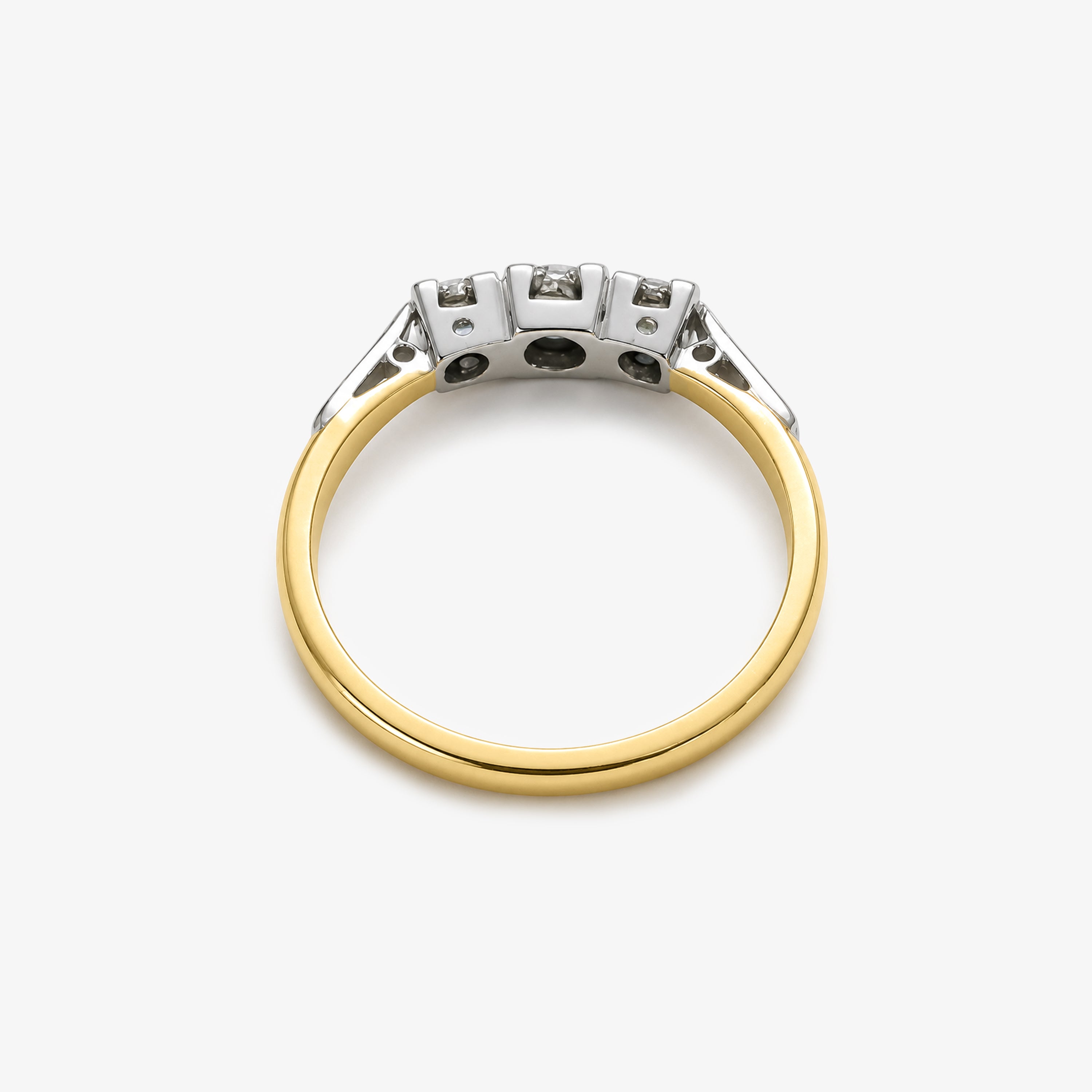 18ct Yellow Gold & Platinum Diamond Square Panel Ring
