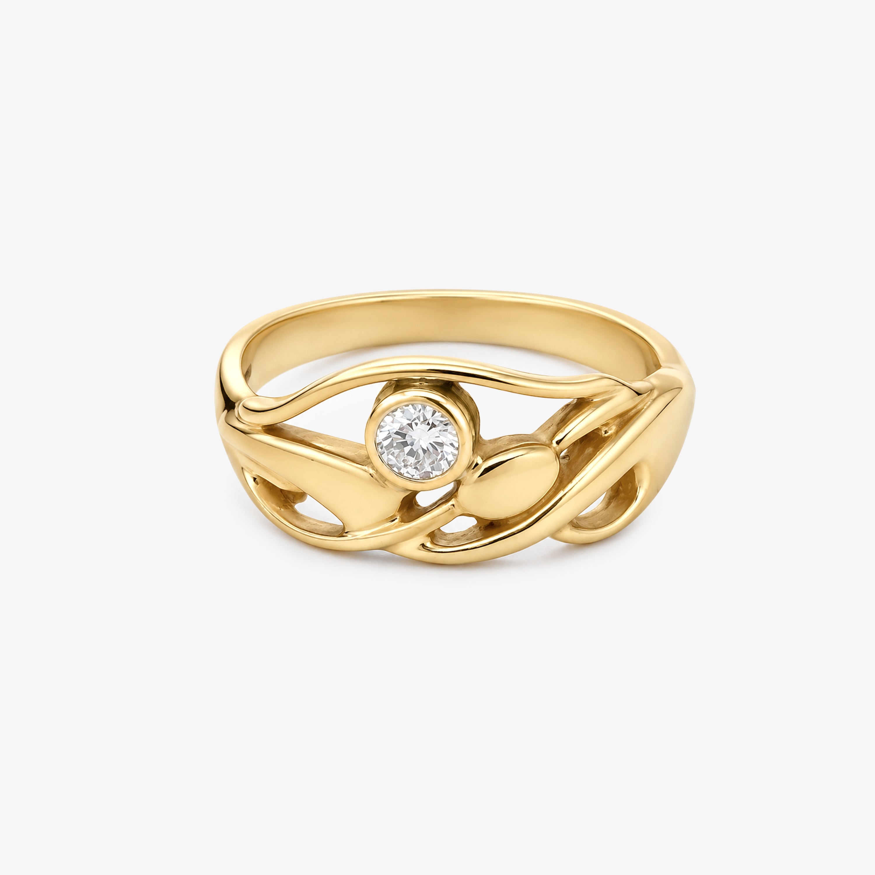 9ct Yellow Gold Clogau Open Twist Solitaire Diamond Ring