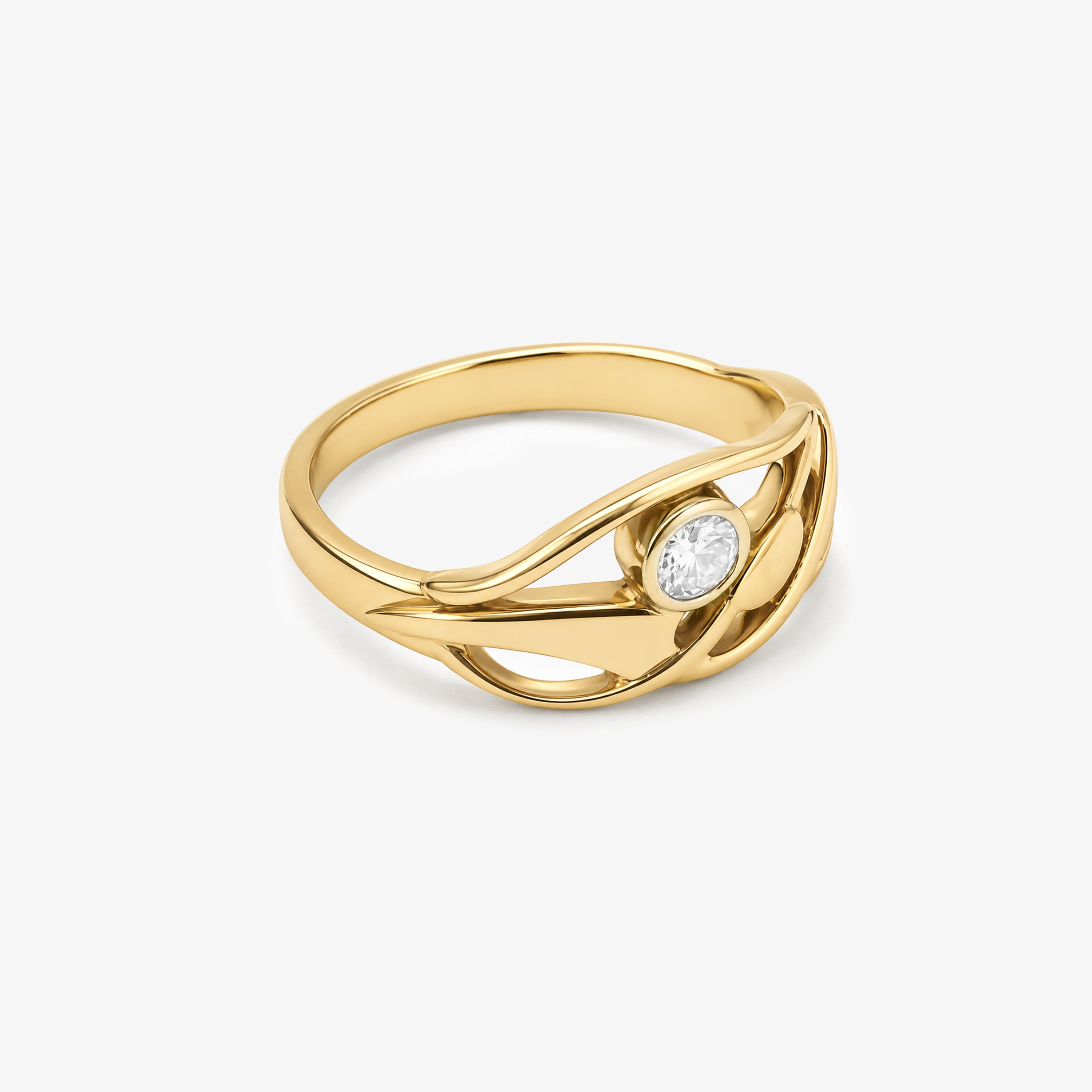 9ct Yellow Gold Clogau Open Twist Solitaire Diamond Ring