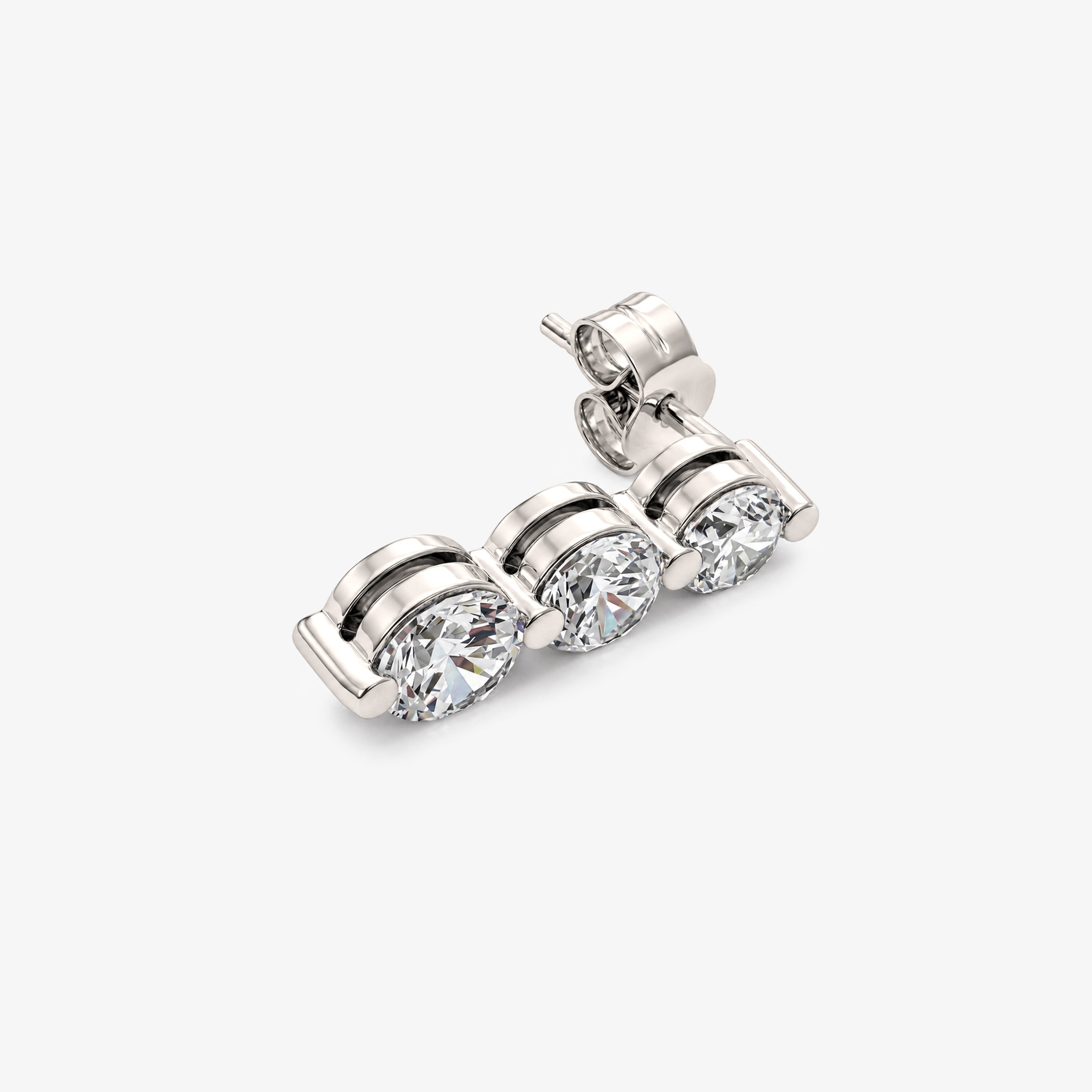 9ct White Gold Graduated CZ Triple Drop Stud Earrings