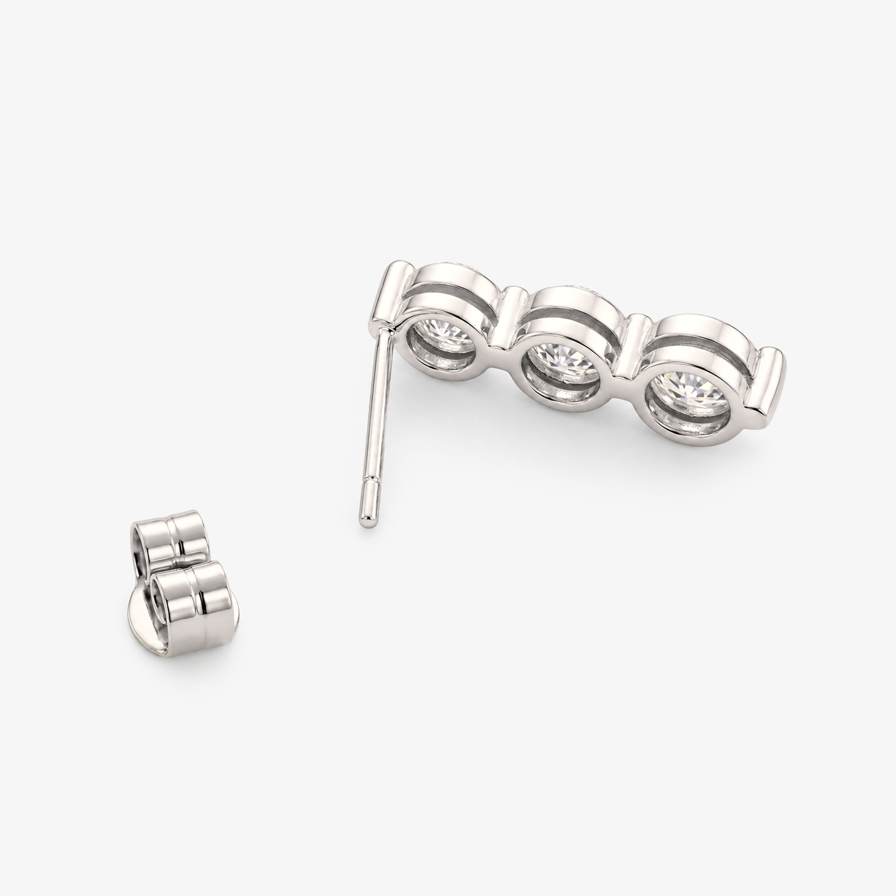 9ct White Gold Graduated CZ Triple Drop Stud Earrings