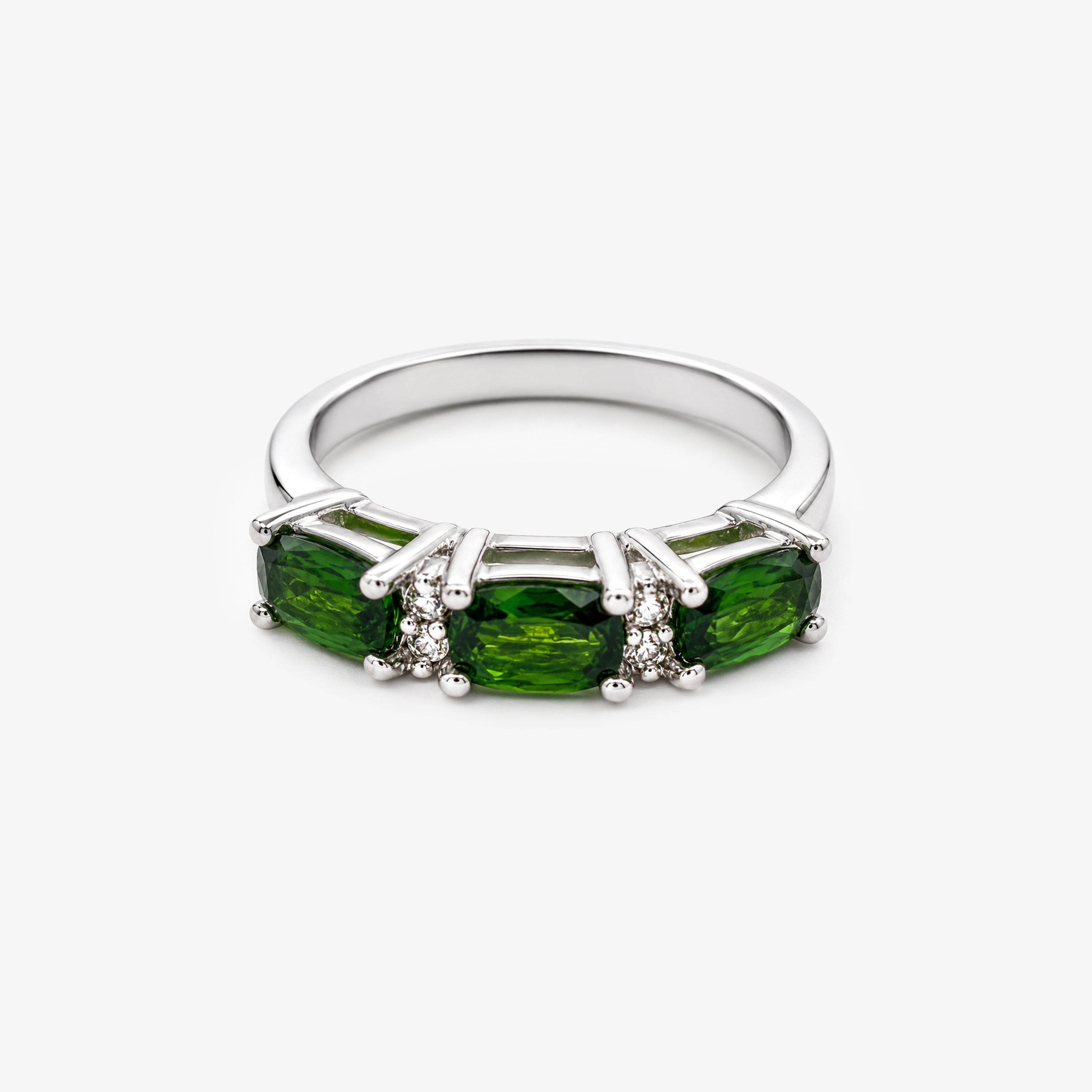 Silver Chrome Diopside & CZ Ring