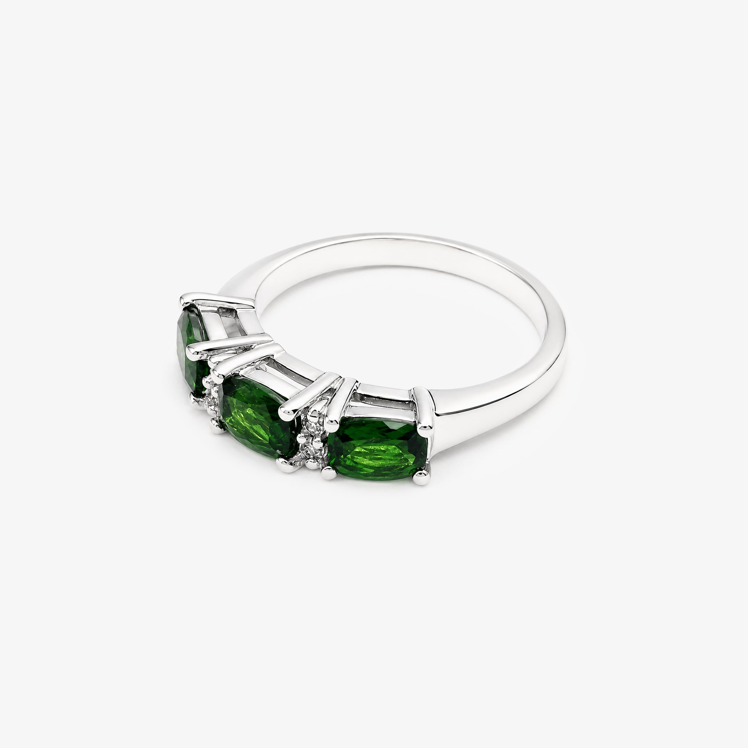 Silver Chrome Diopside & CZ Ring