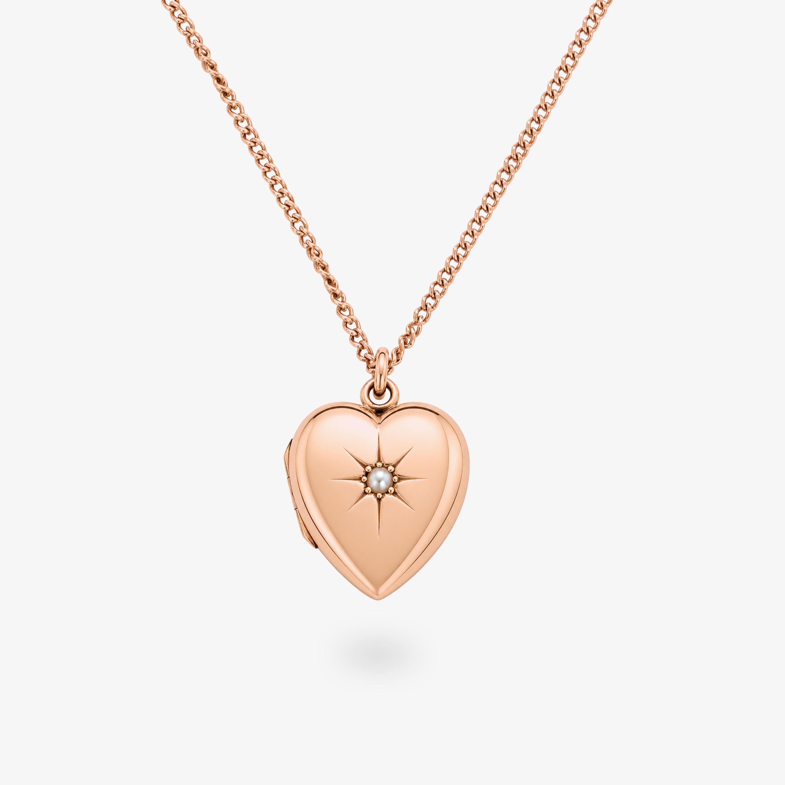 Edwardian Rose Gold Seed Pearl Heart Locket Pendant