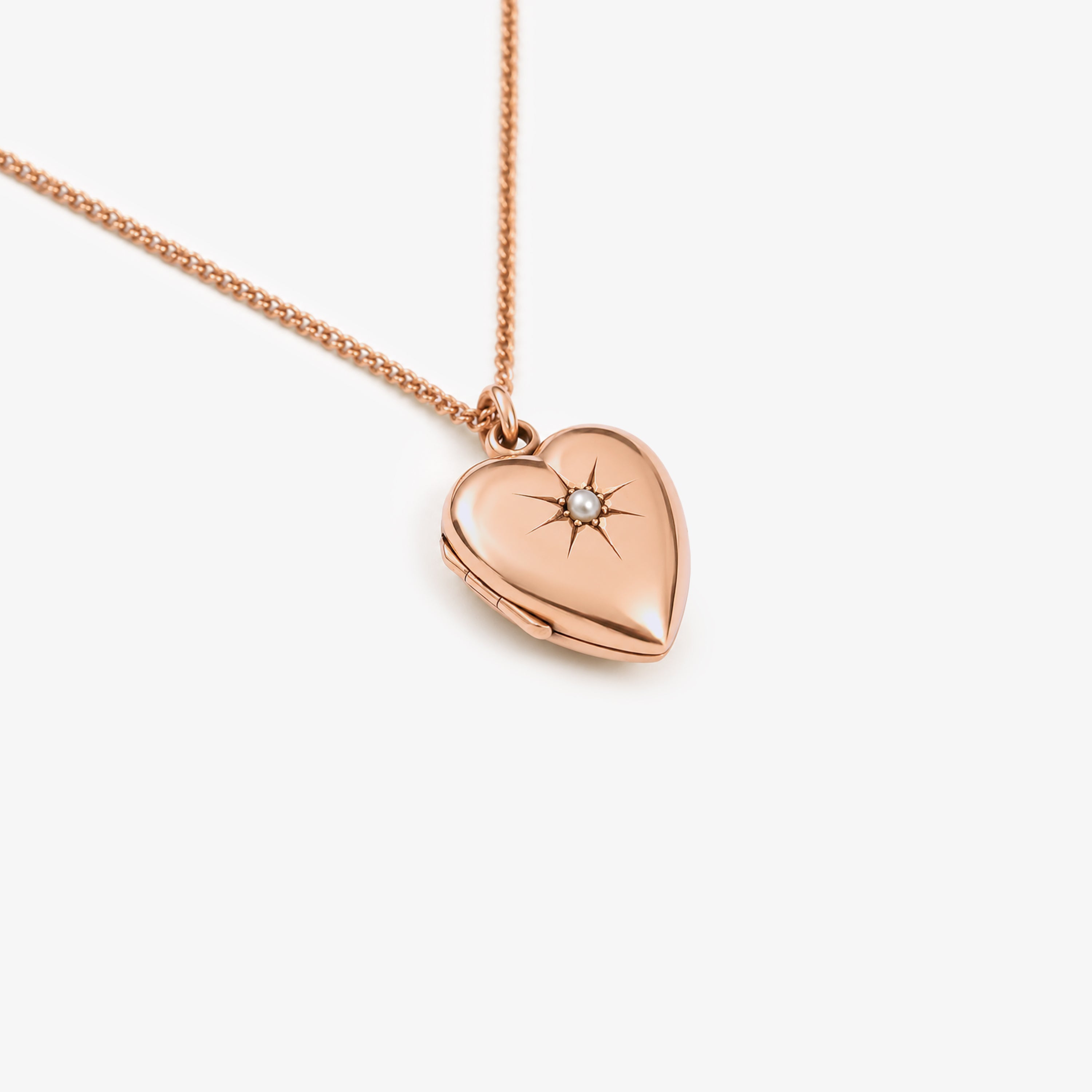 Edwardian Rose Gold Seed Pearl Heart Locket Pendant
