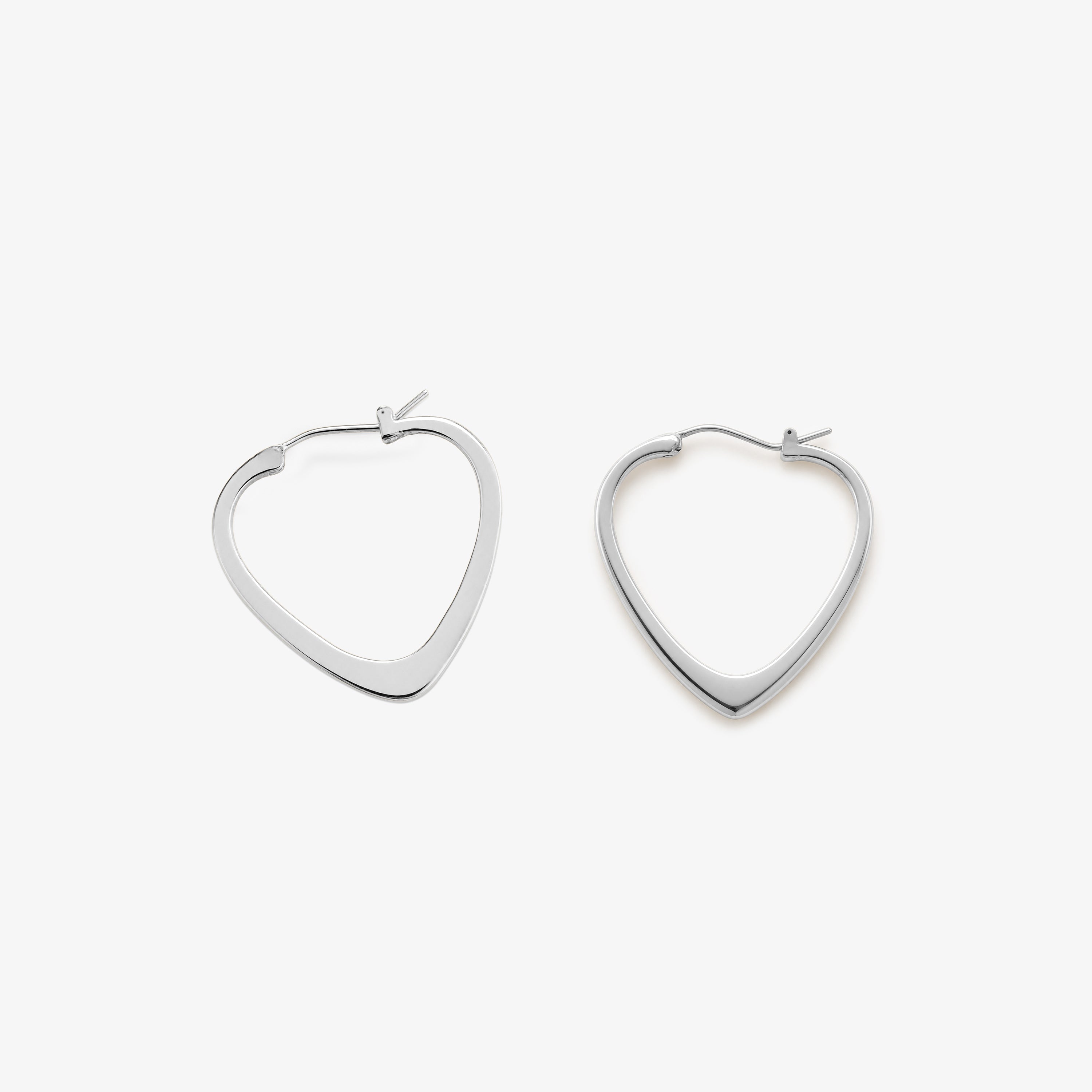 Silver Large Heart Loop Earrings