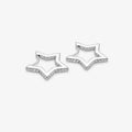 Silver CZ Set Star Huggie Earrings