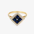 9ct Gold Art Deco Style Sapphire & Diamond Cluster Ring