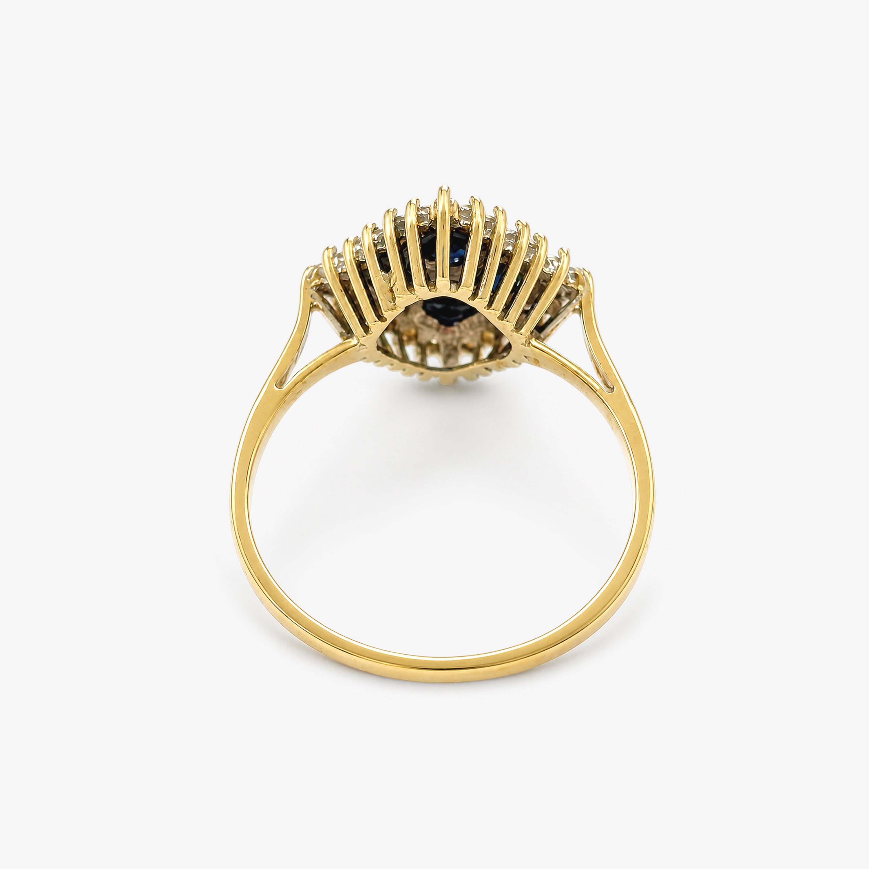 9ct Gold Art Deco Style Sapphire & Diamond Cluster Ring