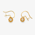 14ct Gold Old Mine Cut Diamond Flower Drop Earrings