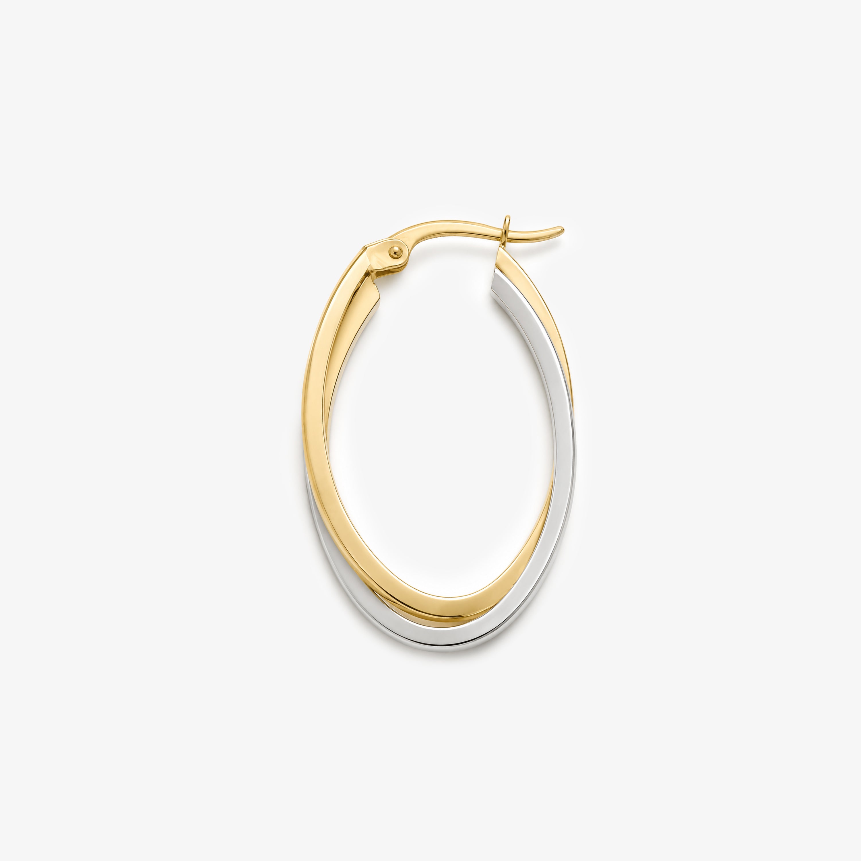9ct Two-Tone Gold Double Oval Silhouette Hoop Earrings