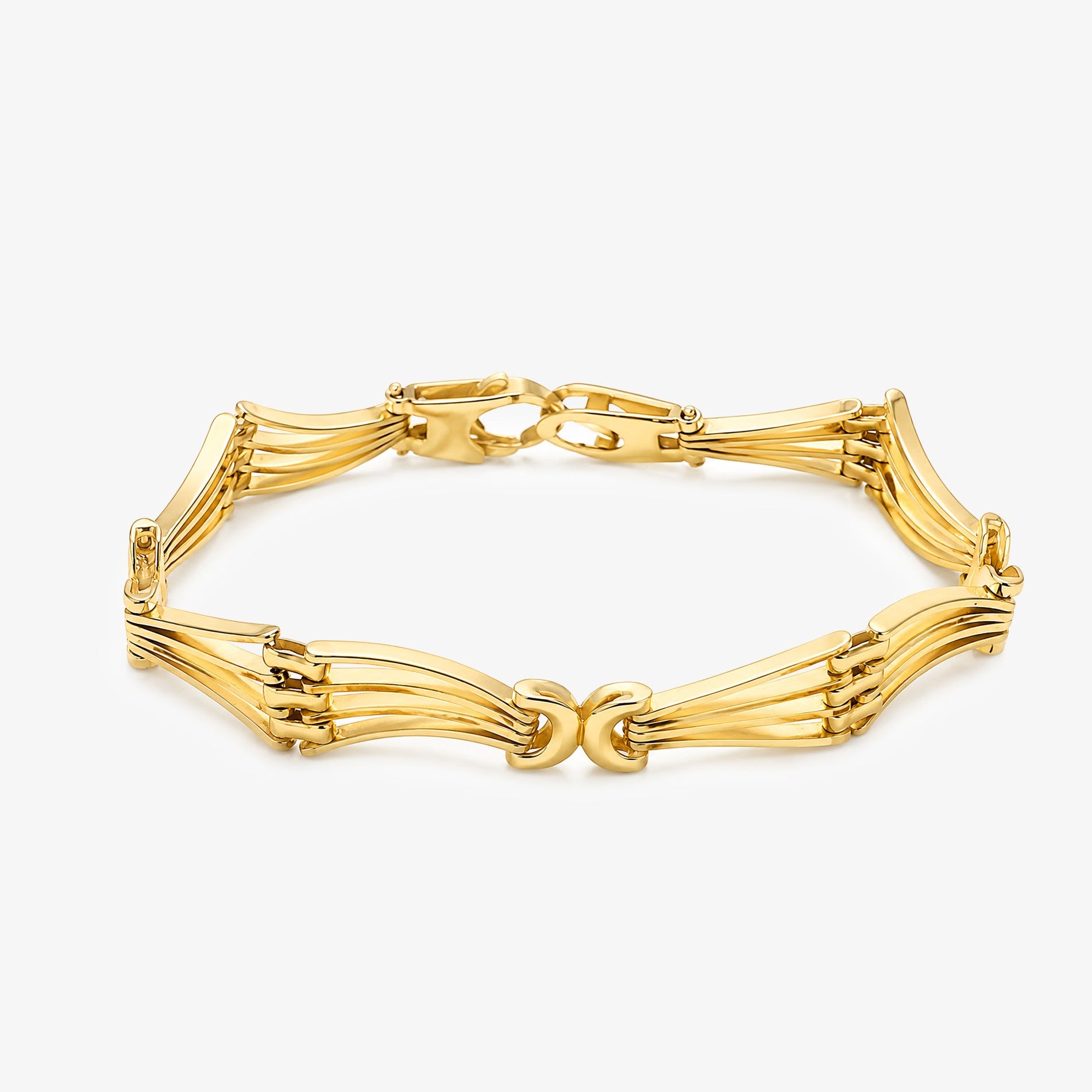 9ct Yellow Gold Fancy Wavy Gate Link Bracelet