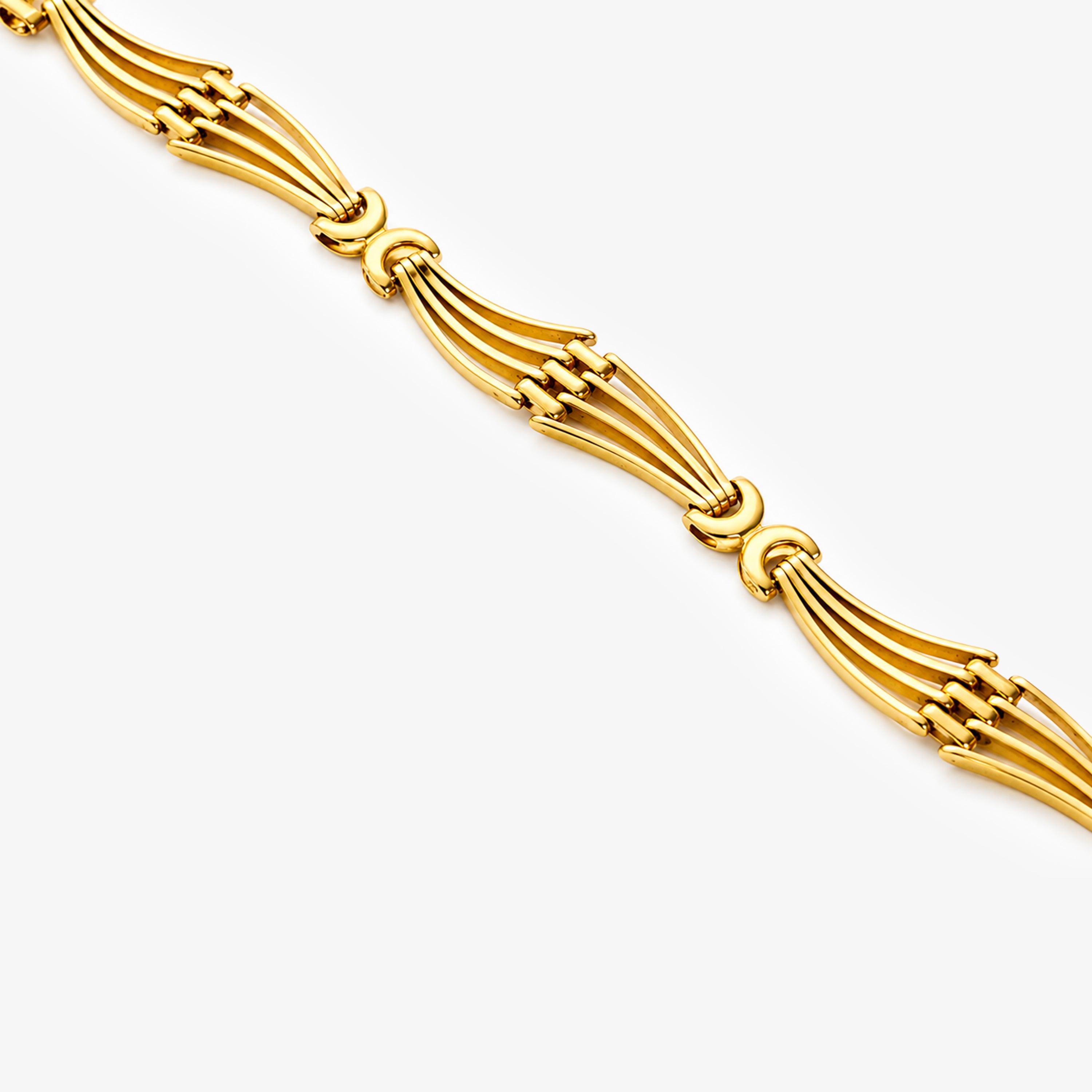 9ct Yellow Gold Fancy Wavy Gate Link Bracelet