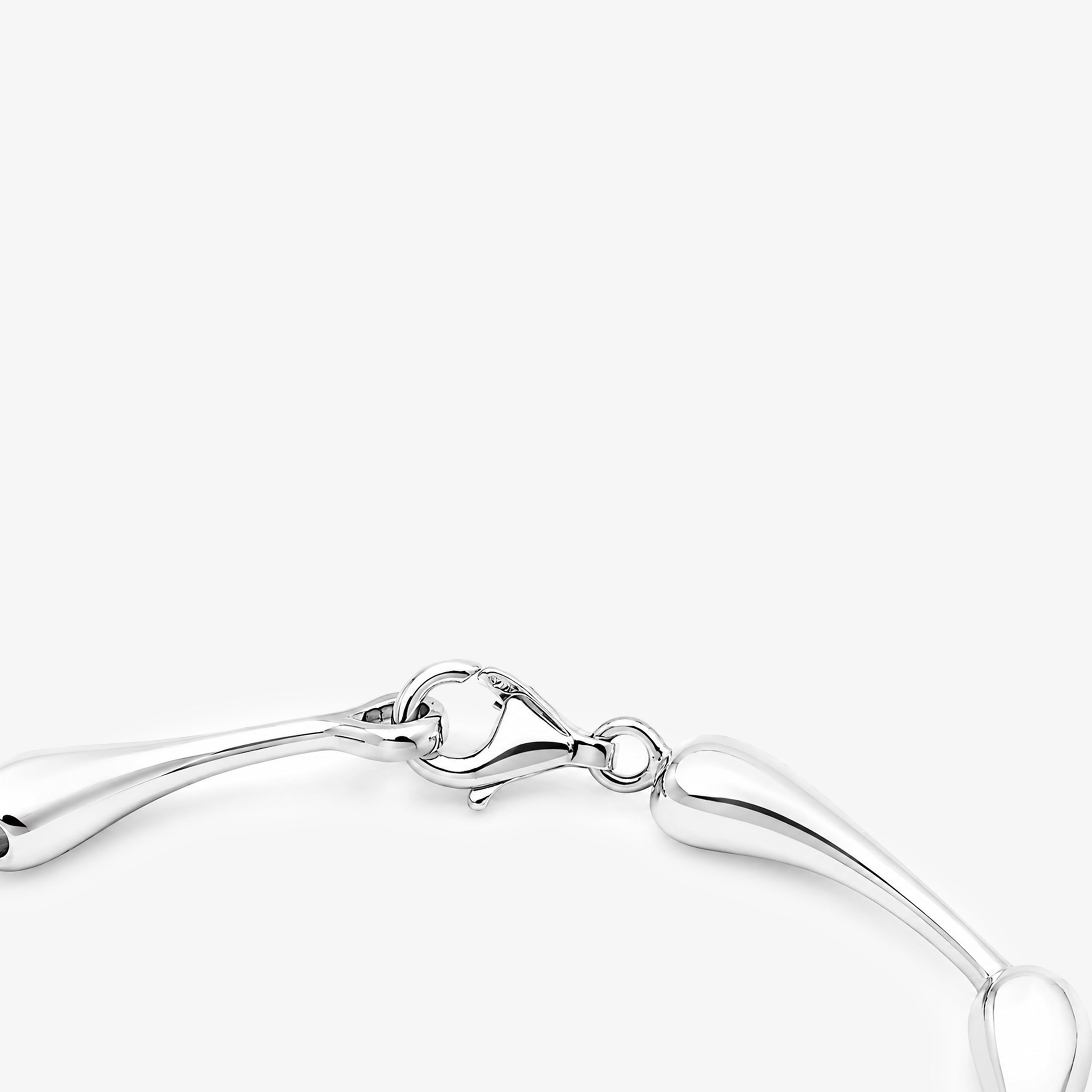 Silver Polished Teardrop Link Necklace