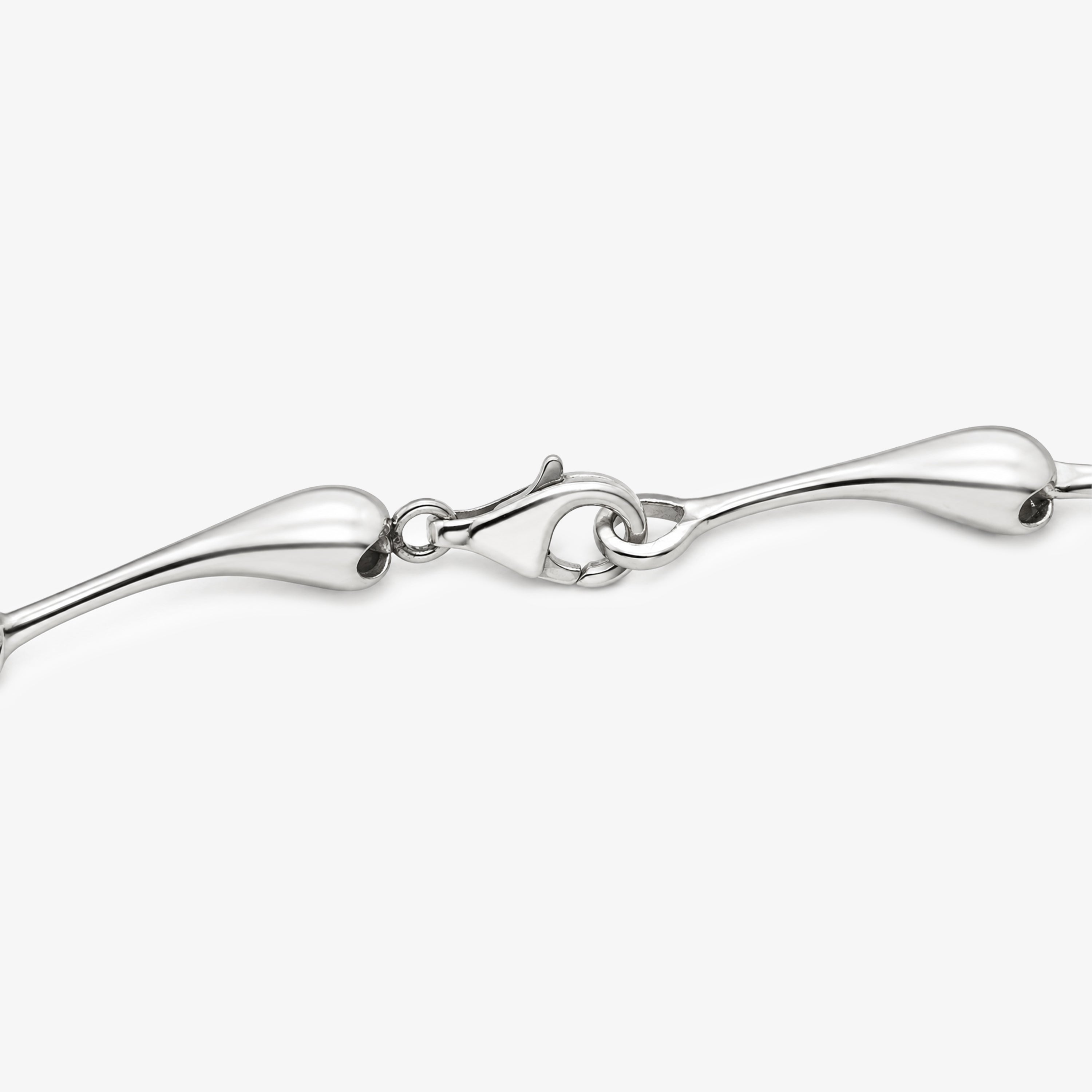 Silver Polished Teardrop Link Necklace