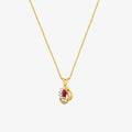 9ct Yellow Gold Marquise Ruby & Diamond Swirl Pendant Necklace