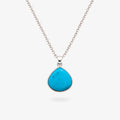 Silver Bezel Set Turquoise Pendant Necklace