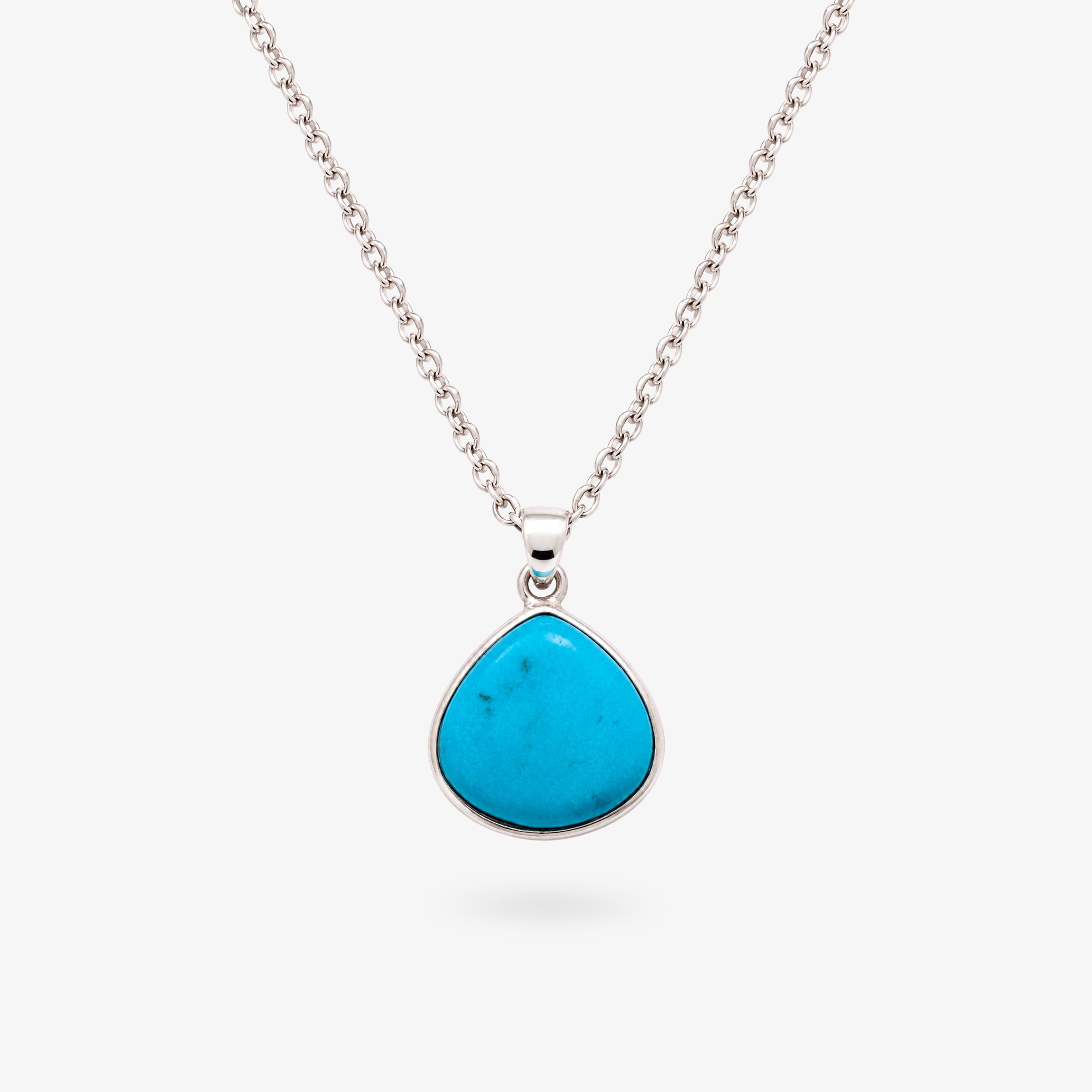 Silver Bezel Set Turquoise Pendant Necklace