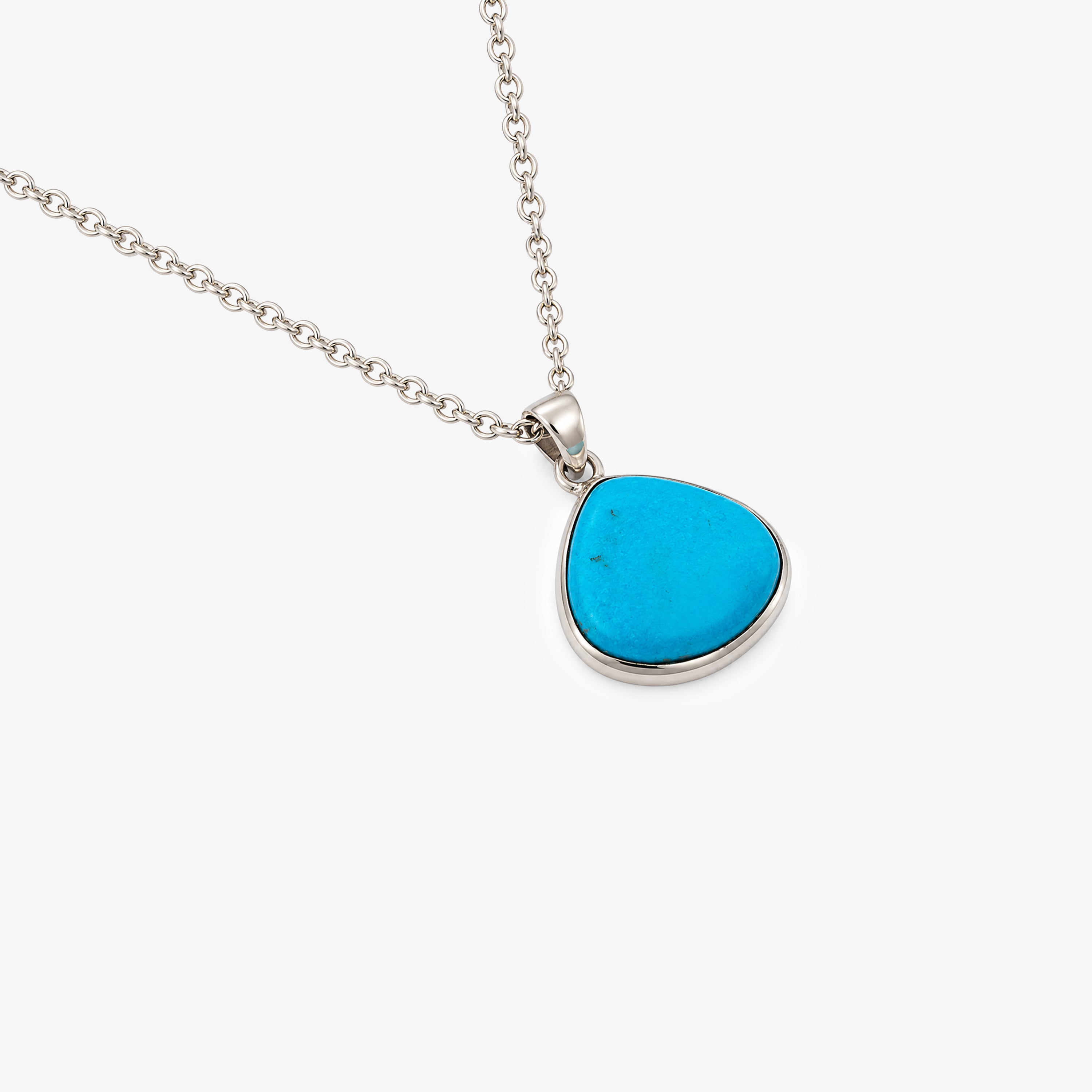 Silver Bezel Set Turquoise Pendant Necklace
