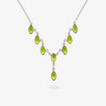 Silver Marquise Peridot Festoon Drop Necklace