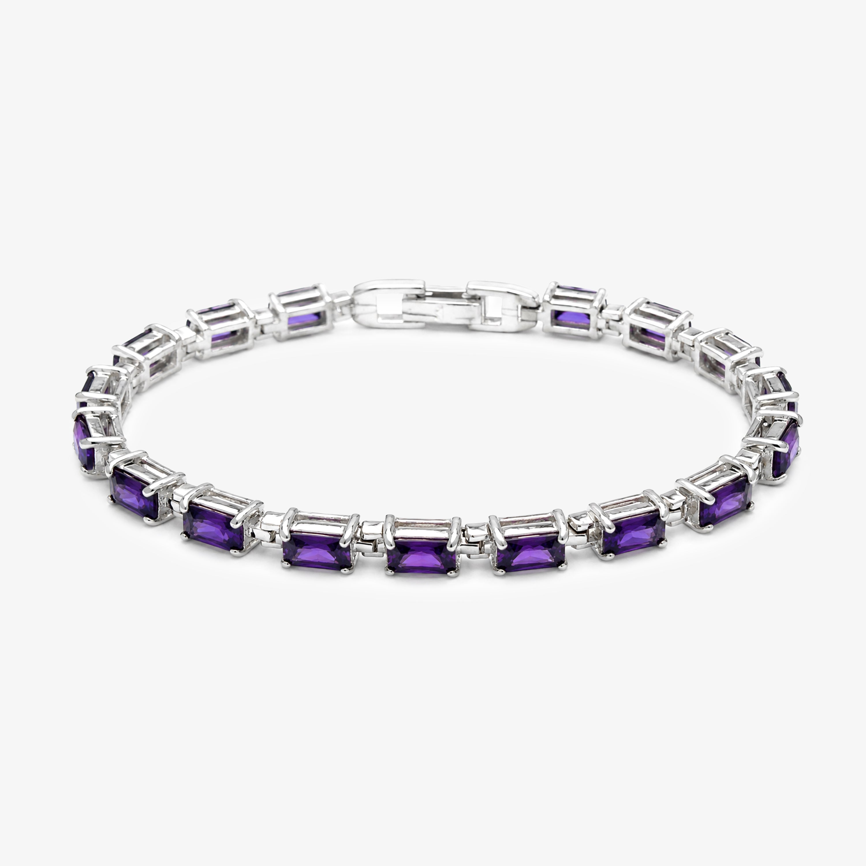 Silver Synthetic Amethyst Tennis Bracelet