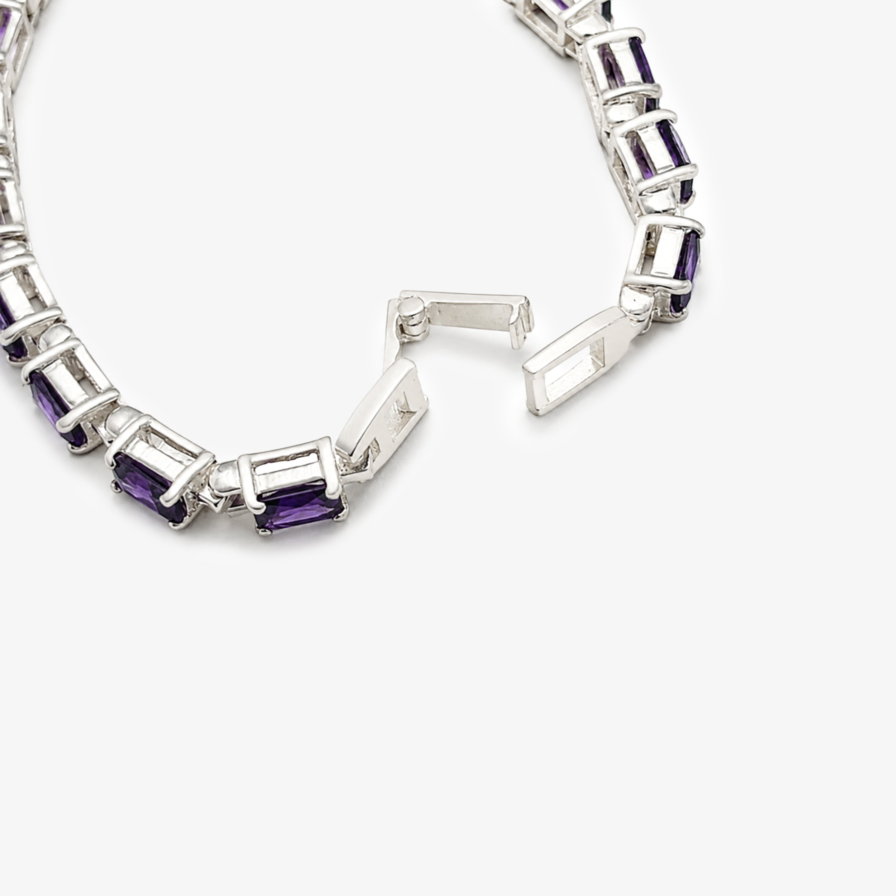 Silver Synthetic Amethyst Tennis Bracelet