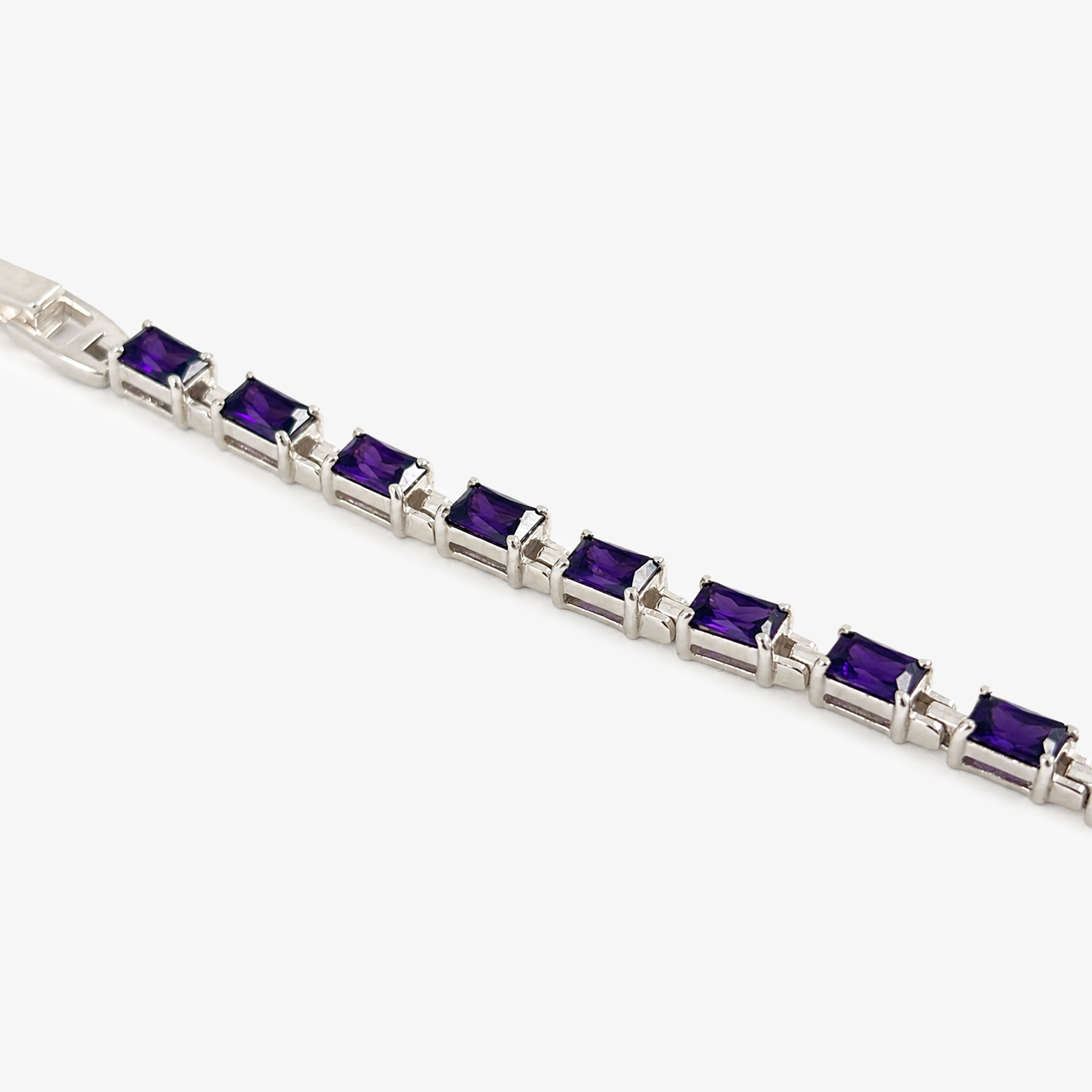 Silver Synthetic Amethyst Tennis Bracelet