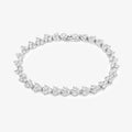 Rhodium Plated CZ Trilogy Cluster Tennis Bracelet