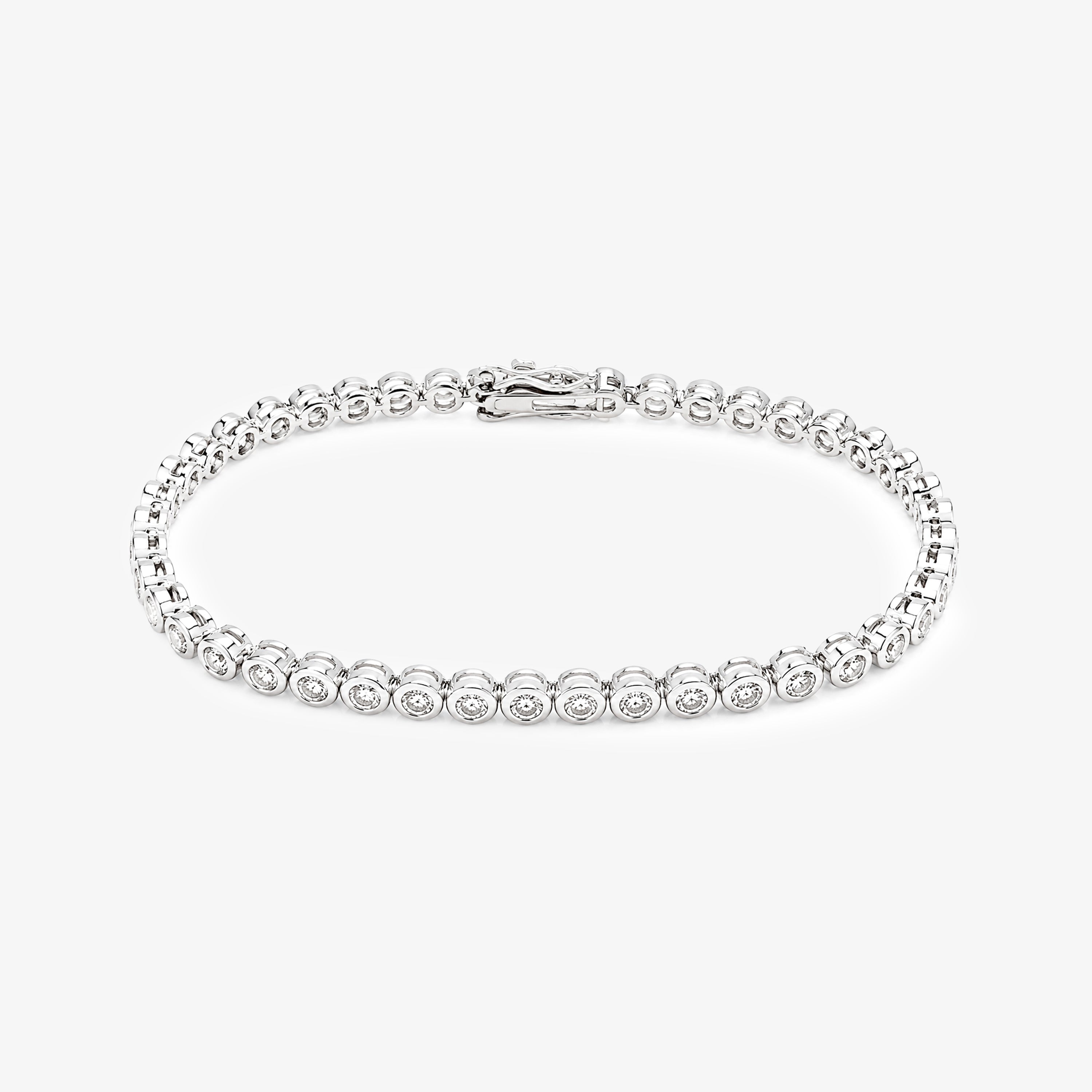 Silver CZ Bezel Set Tennis Bracelet