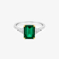 18ct White & Yellow Gold Emerald and Diamond Trilogy Ring
