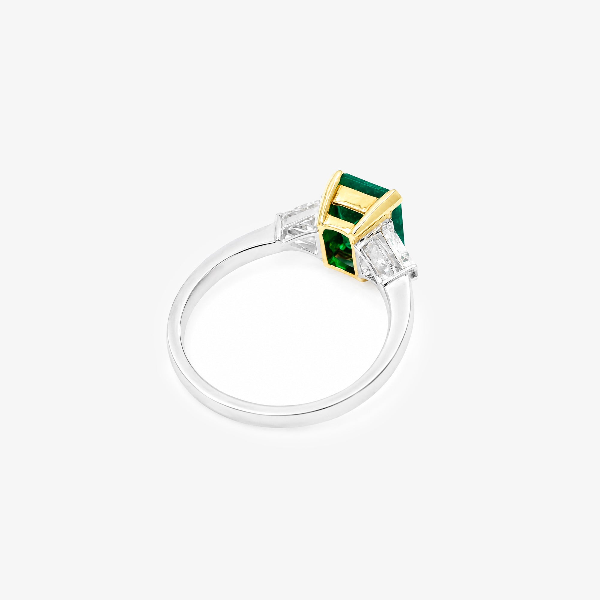 18ct White & Yellow Gold Emerald and Diamond Trilogy Ring