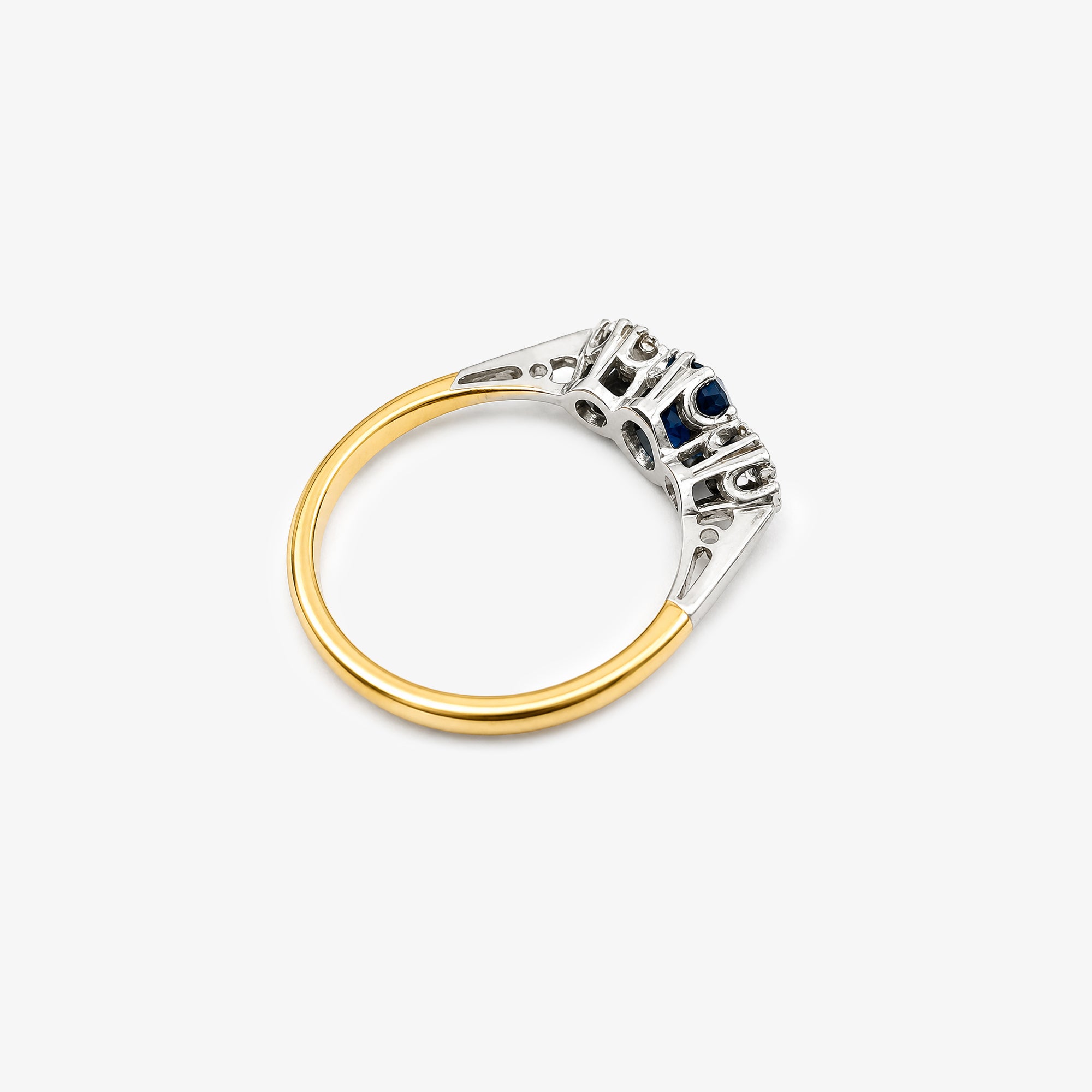 18ct Yellow & White Gold Sapphire and Diamond Three Stone Ring