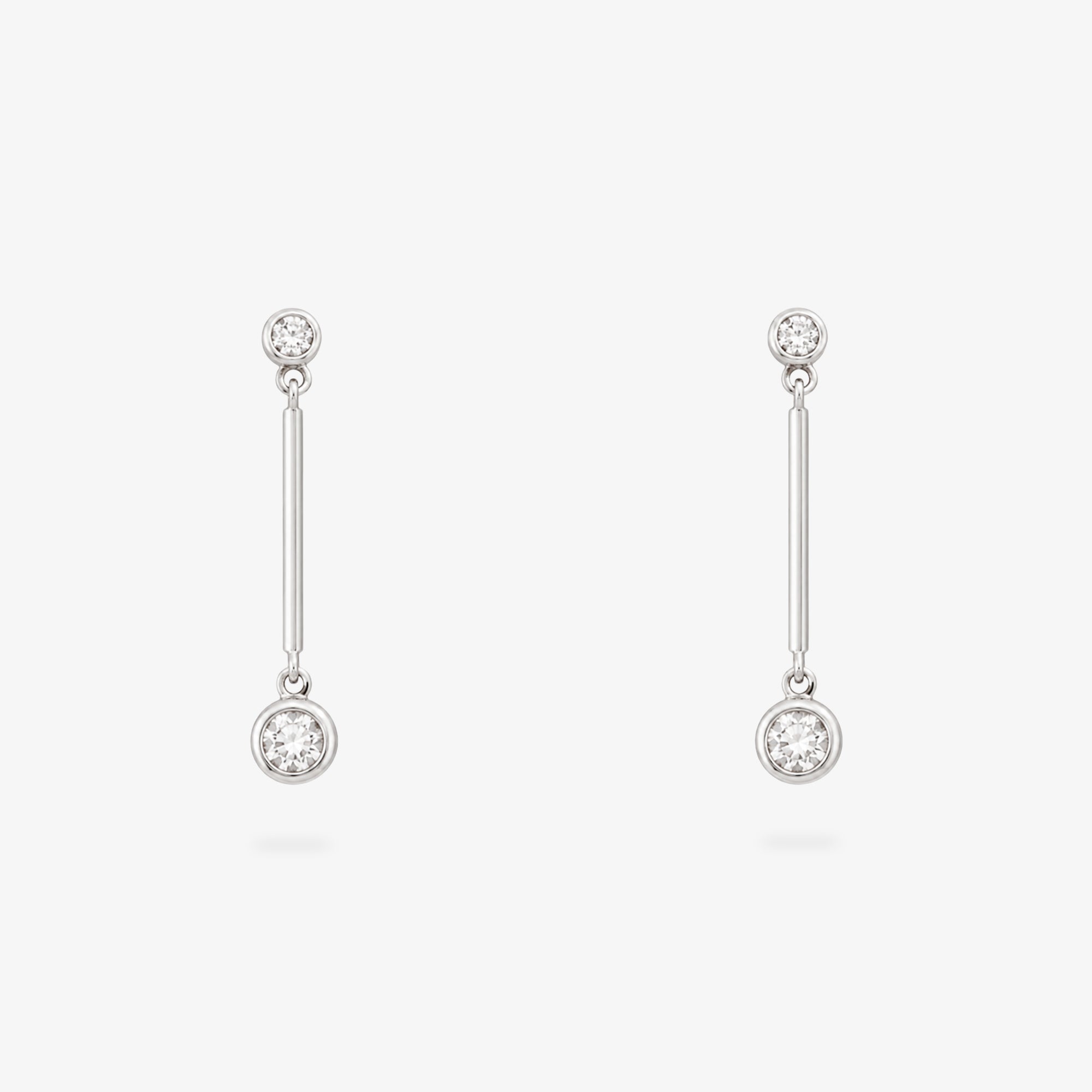 18ct White Gold Diamond Bar Drop Earrings