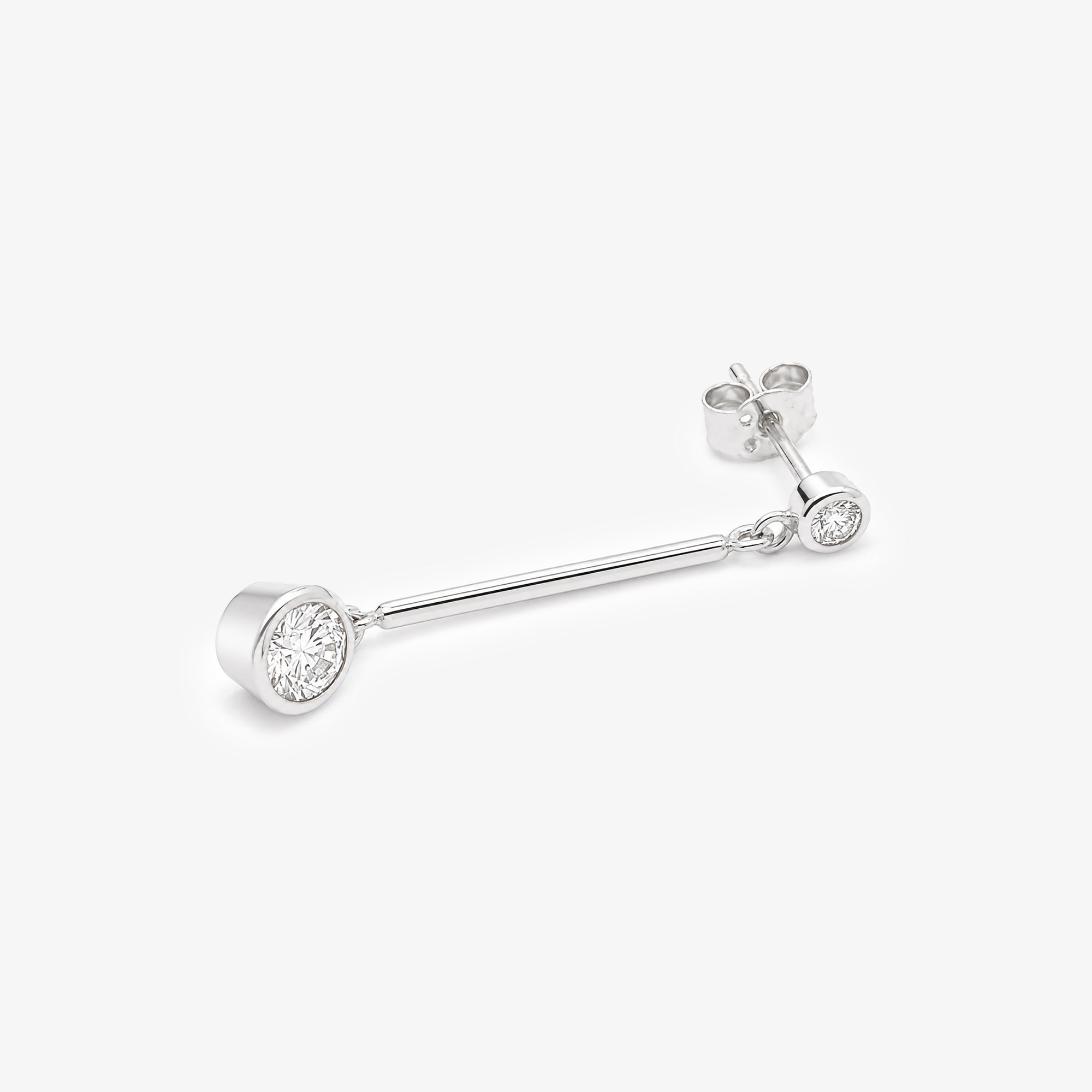 18ct White Gold Diamond Bar Drop Earrings
