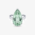 Sterling Silver Green Amethyst Pear Cut Ring